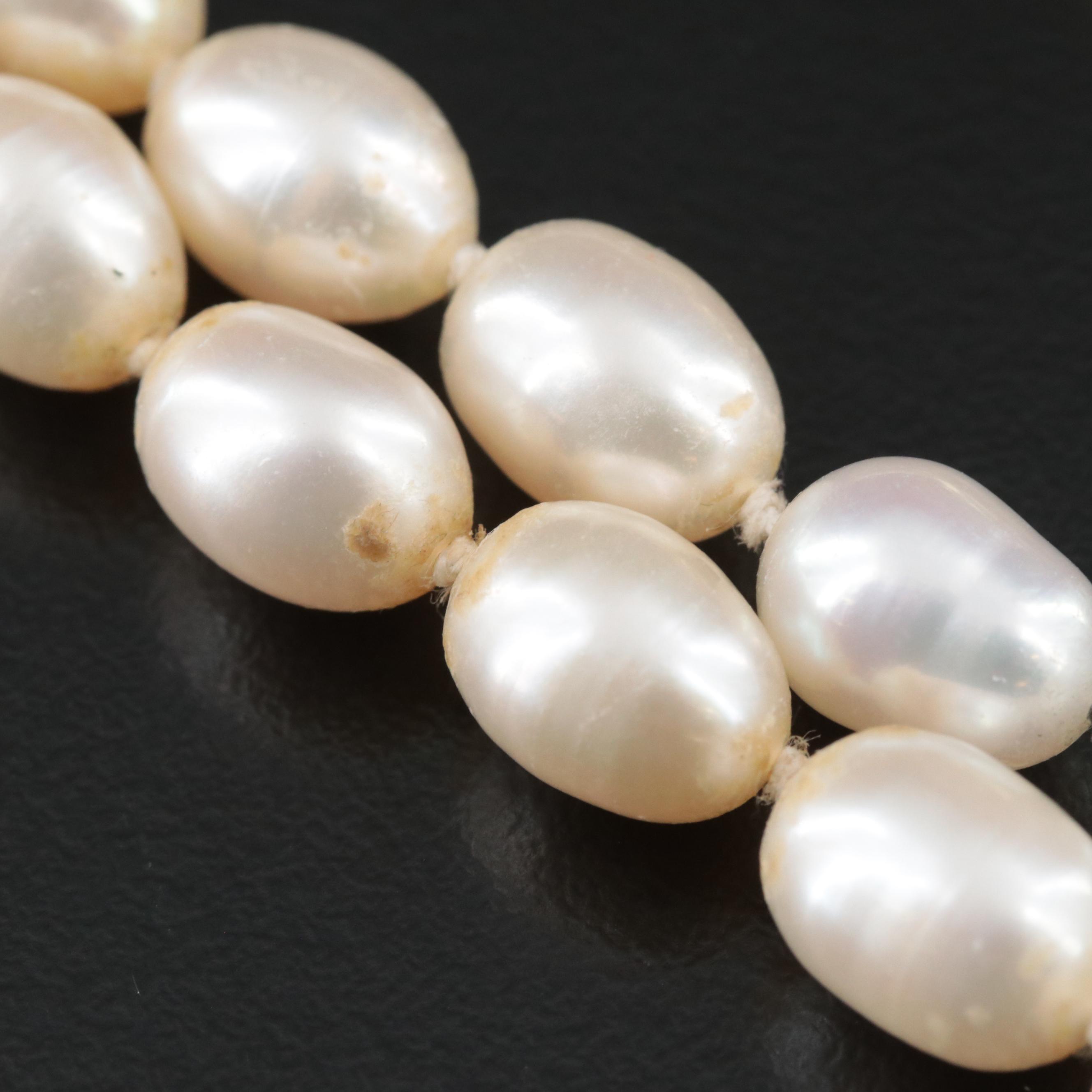 Slane and Slane 18K Pearl and Diamond Toggle Necklace