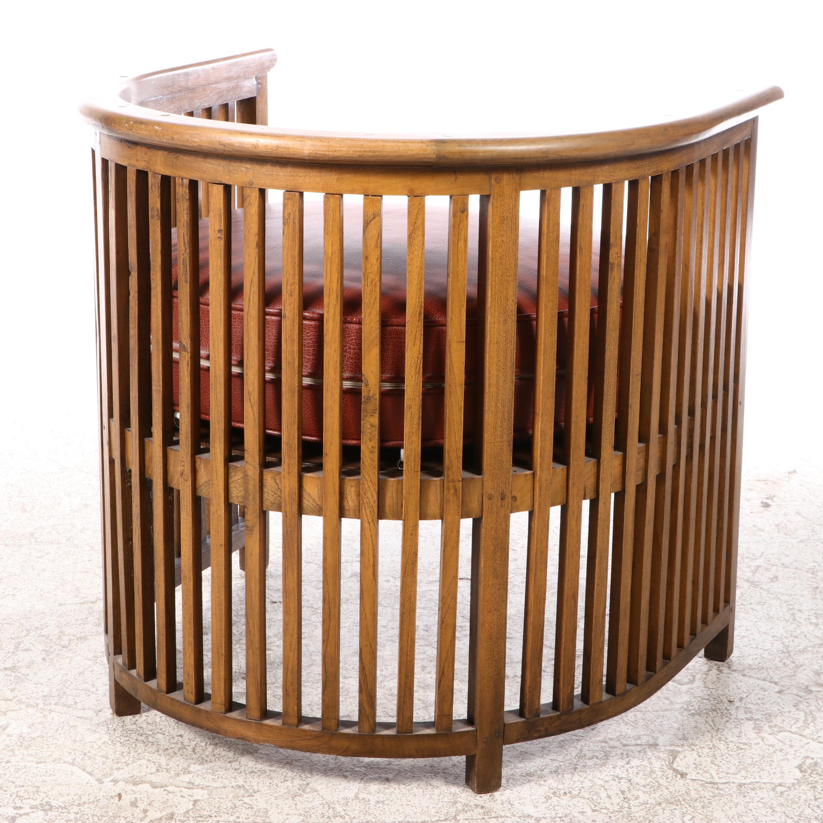 Bespoke Arts & Crafts Style Oak and Leather-Cushion Armchair