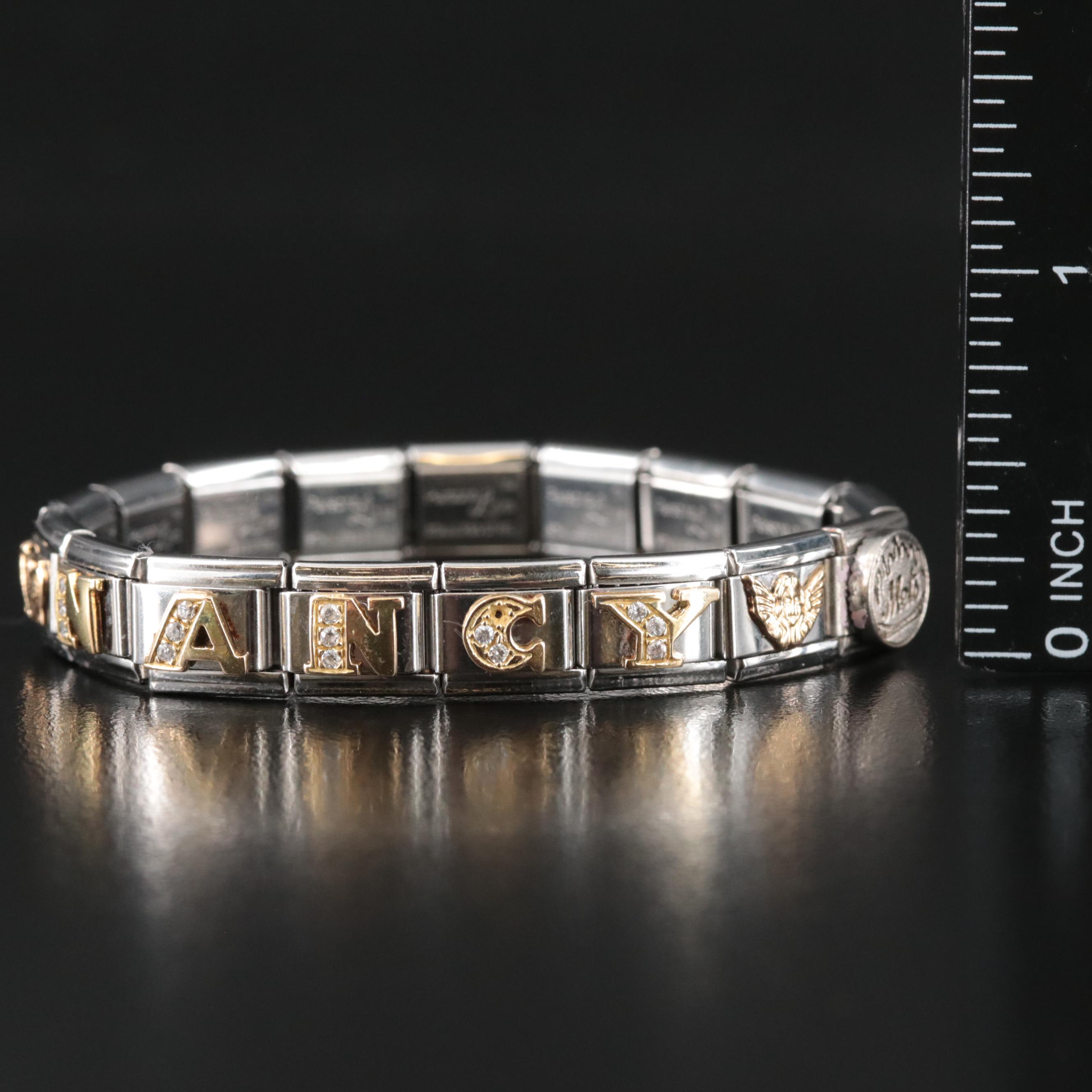 Stainless Steel Expandable Charm Bracelet with 18K Accents