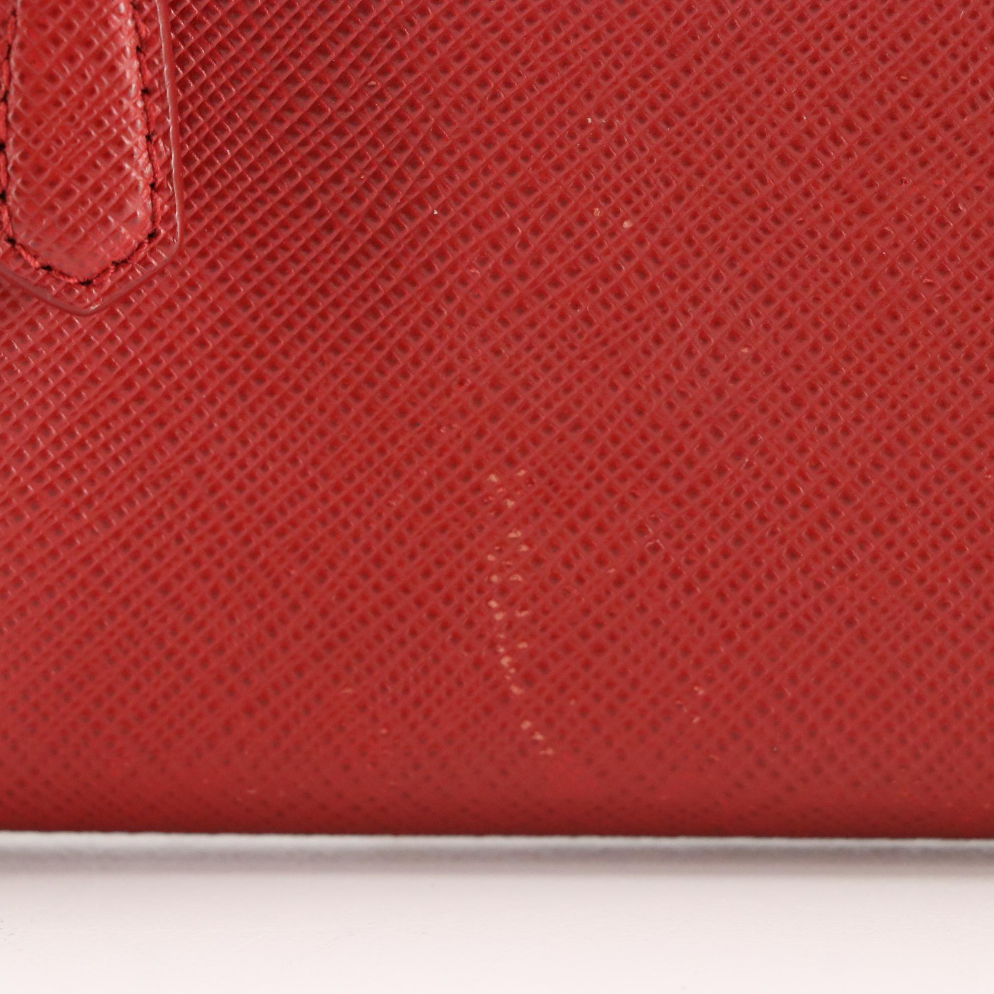 Prada Red Saffiano Leather Long Flap Wallet with Box