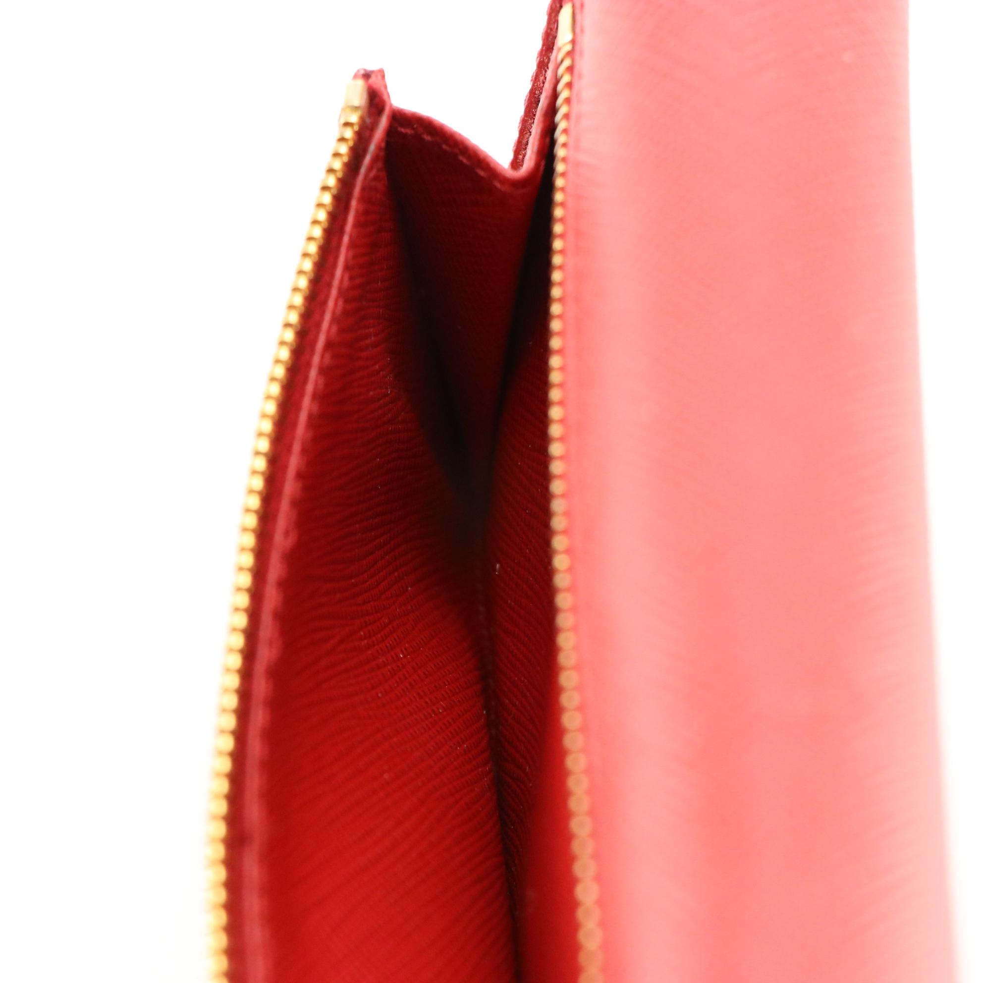 Prada Red Saffiano Leather Long Flap Wallet with Box