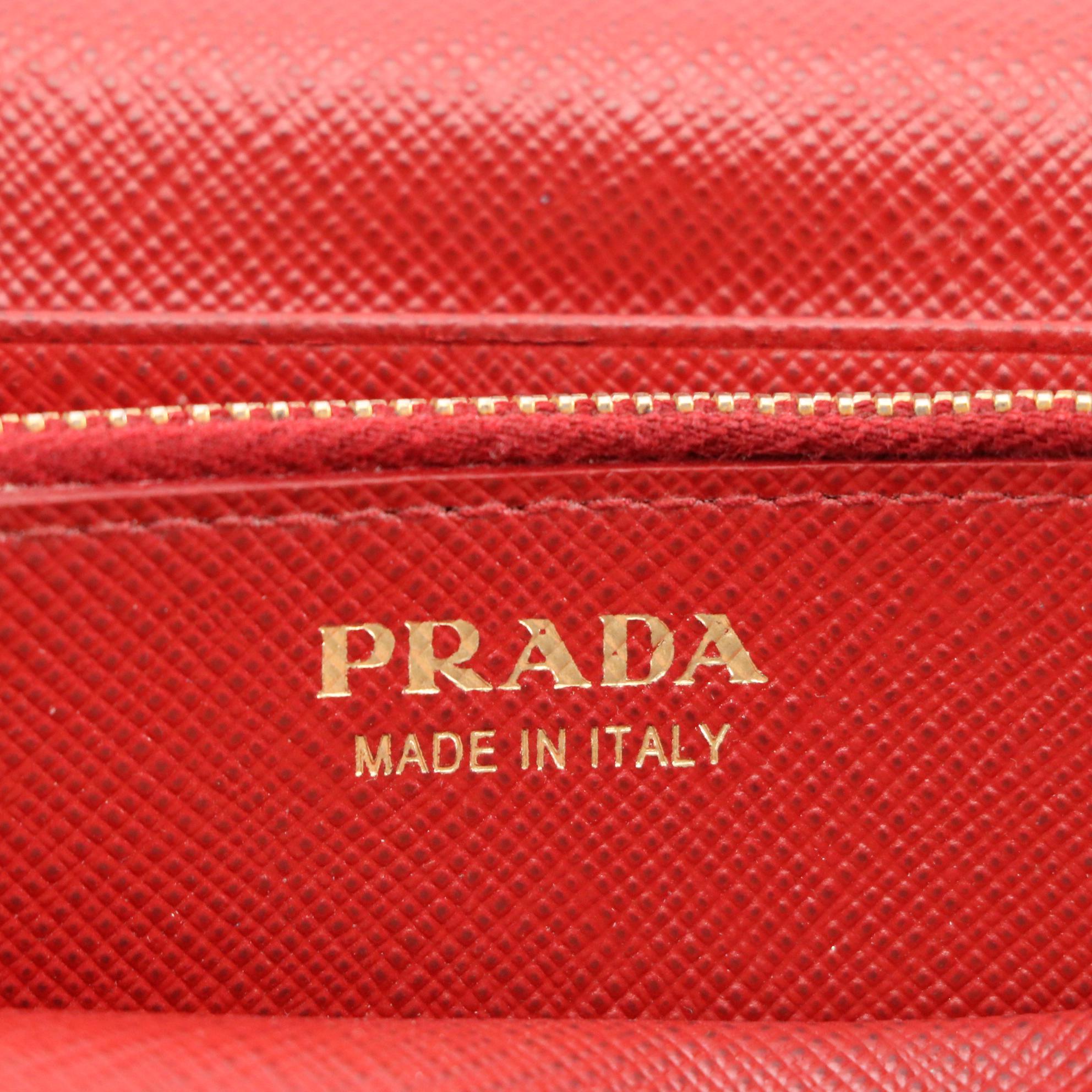 Prada Red Saffiano Leather Long Flap Wallet with Box