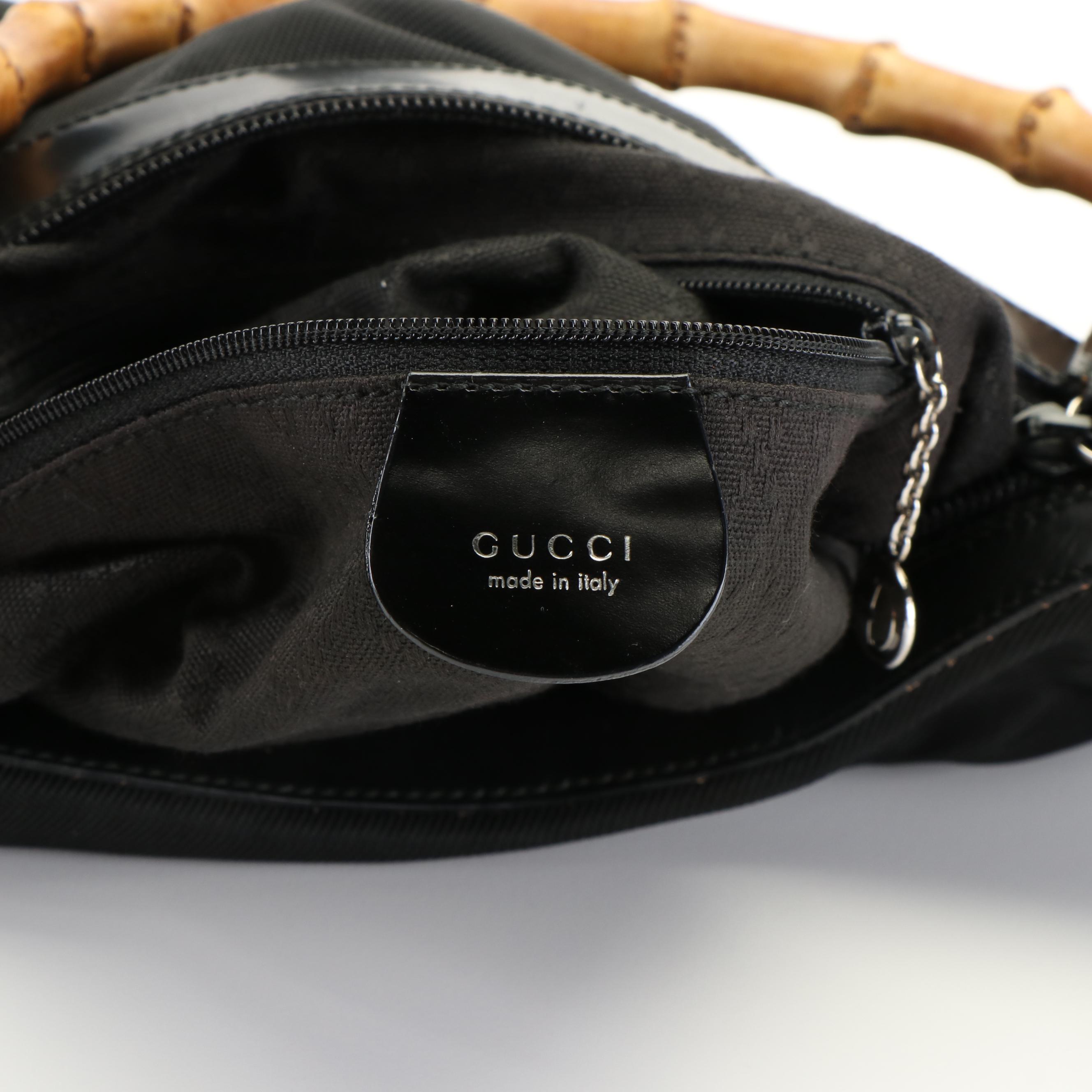 Gucci Bamboo Shoulder Bag  in Black Nylon