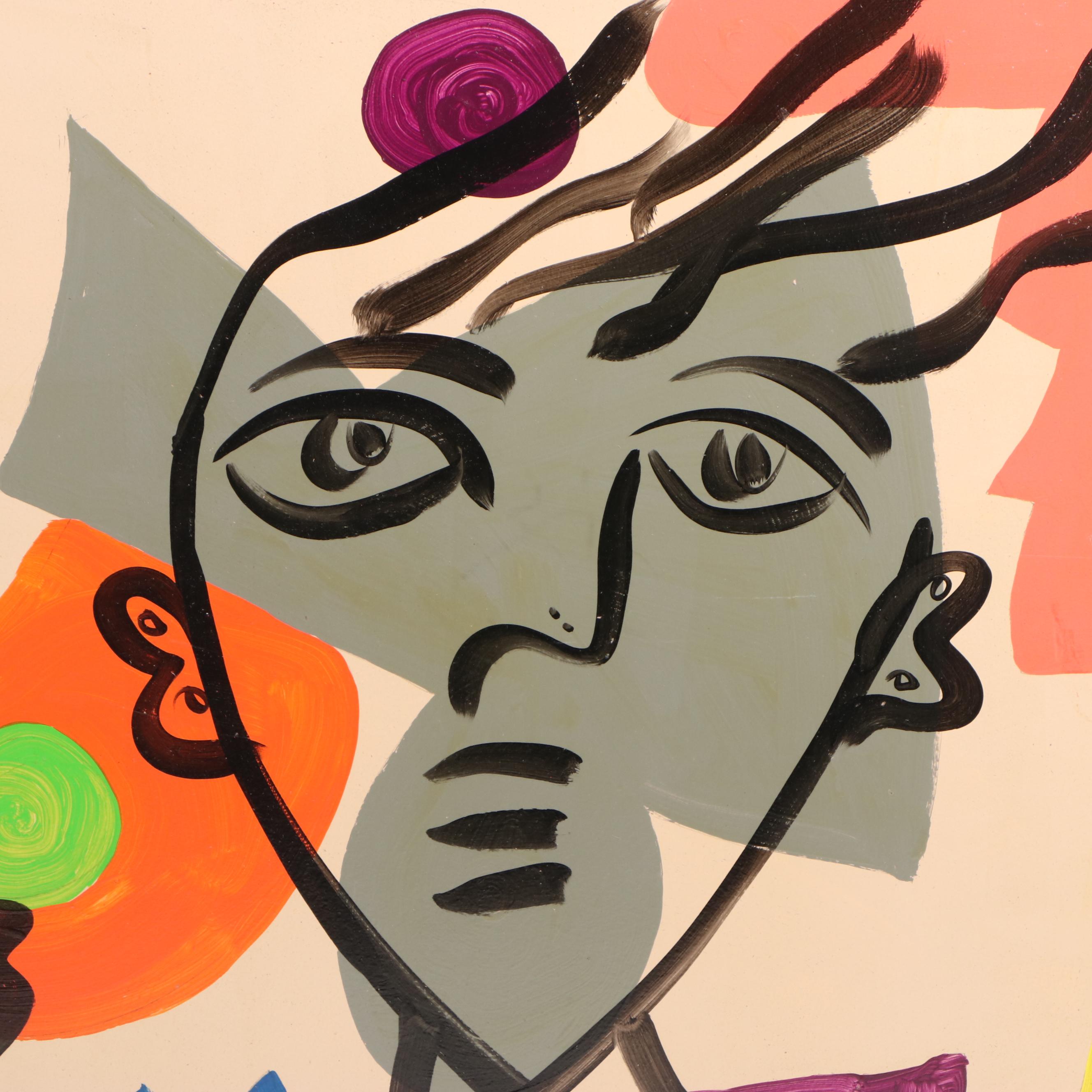 Peter Keil Monumental Abstract Portrait Acrylic Painting “Paris Nights”