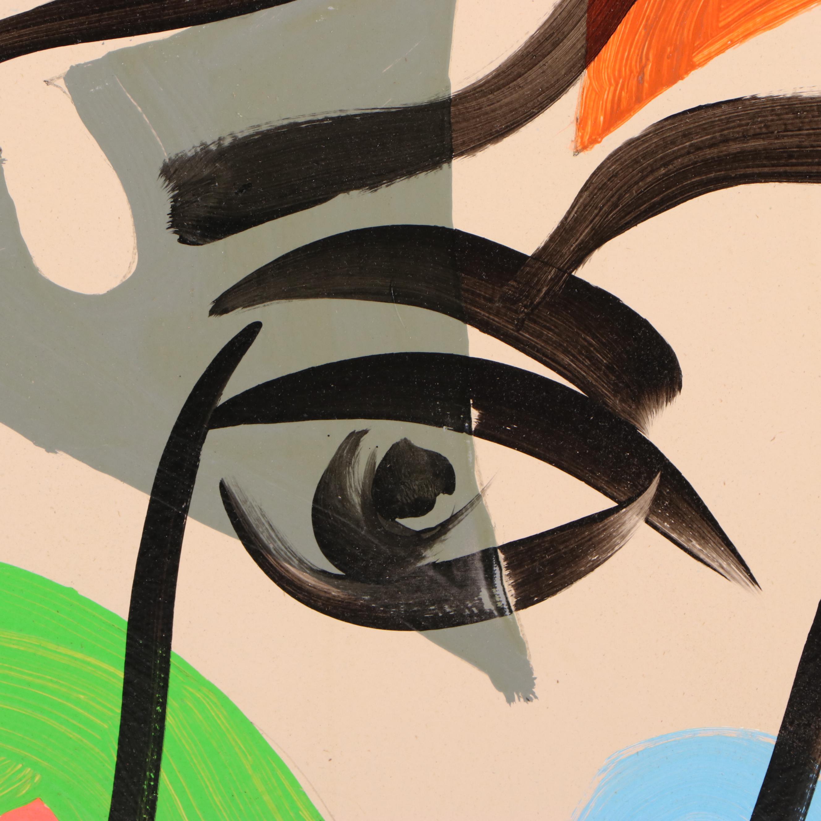 Peter Keil Monumental Abstract Portrait Acrylic Painting “Paris Nights”