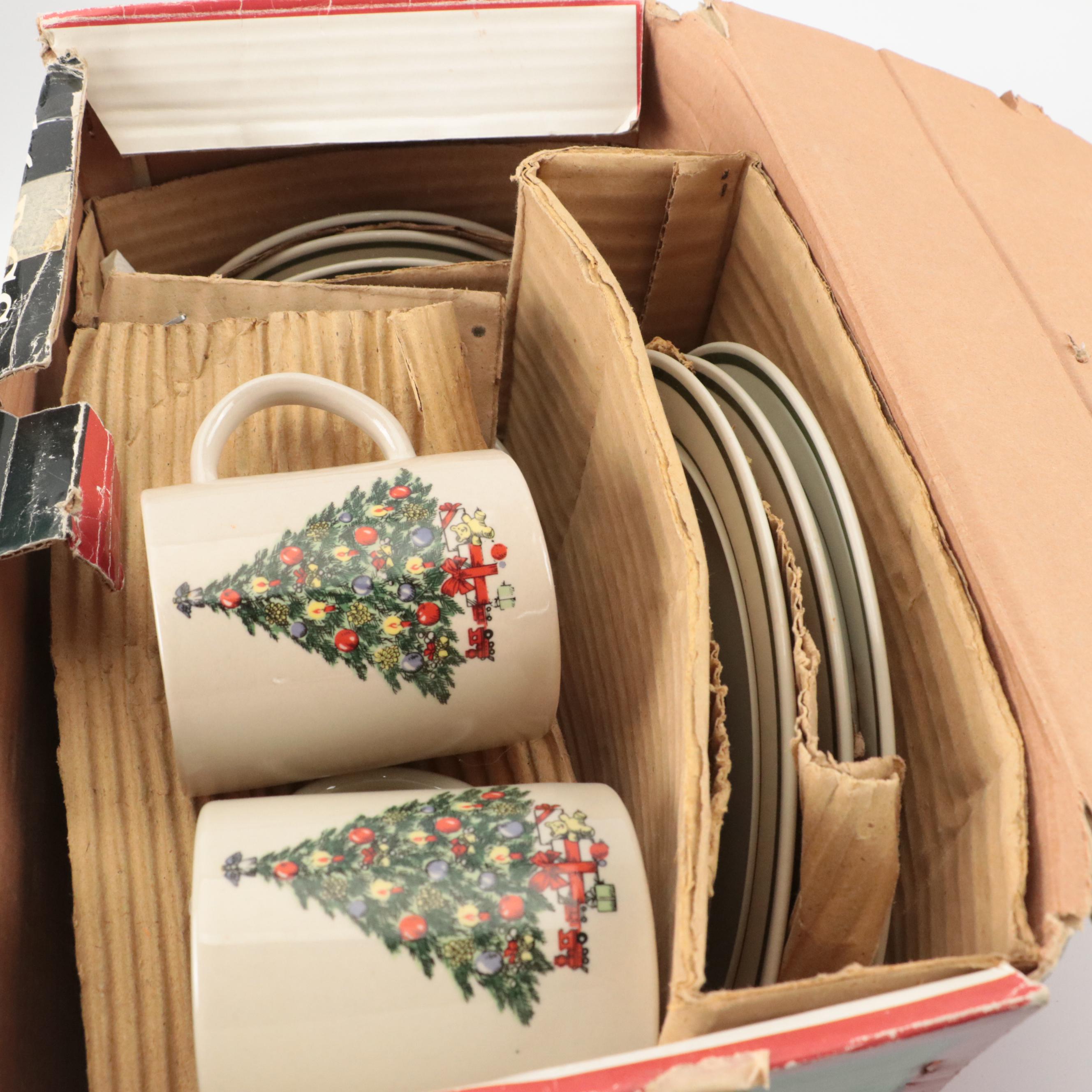 Merry Brite Creamers and Sugars with More Christmas Themed Dinnerware