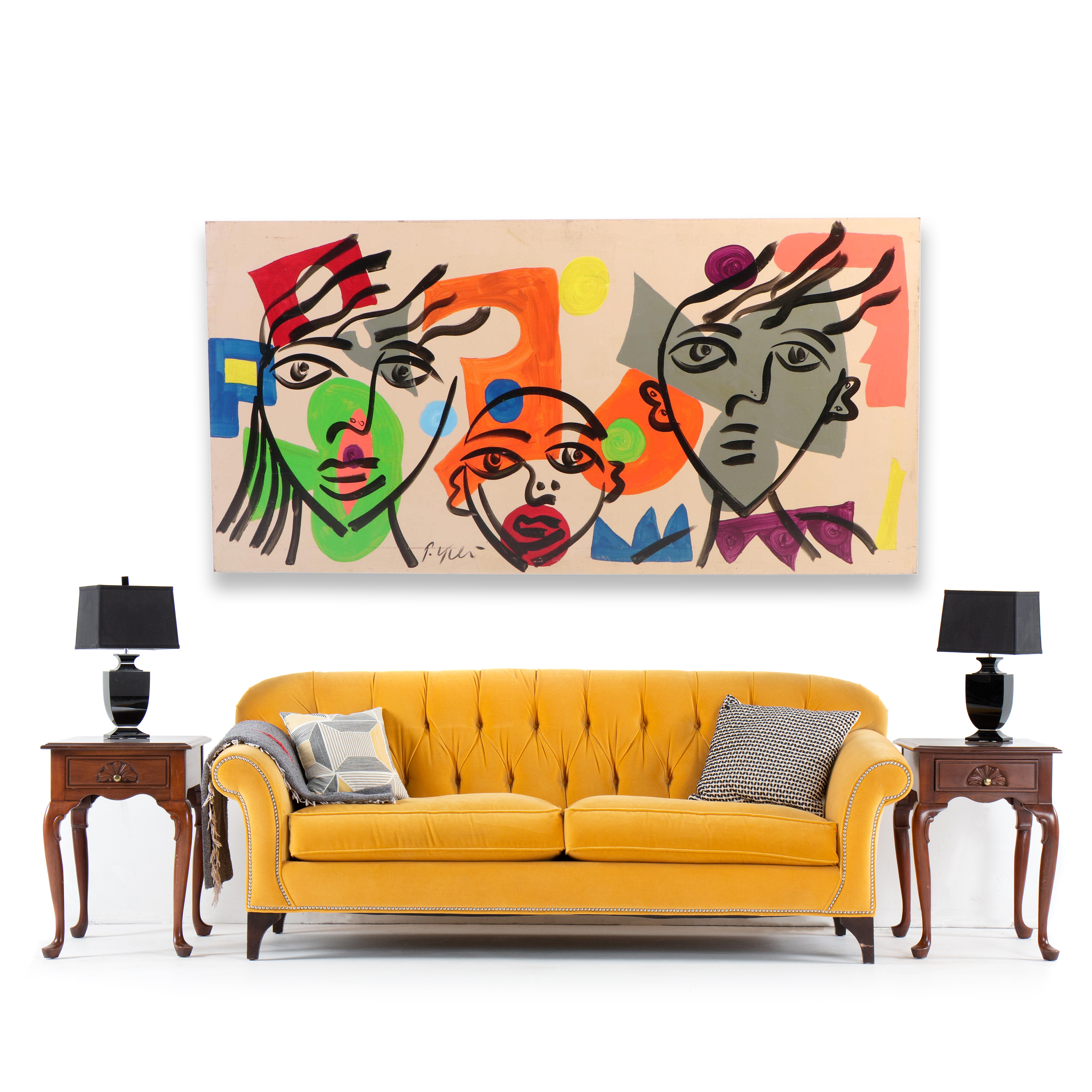 Peter Keil Monumental Abstract Portrait Acrylic Painting “Paris Nights”