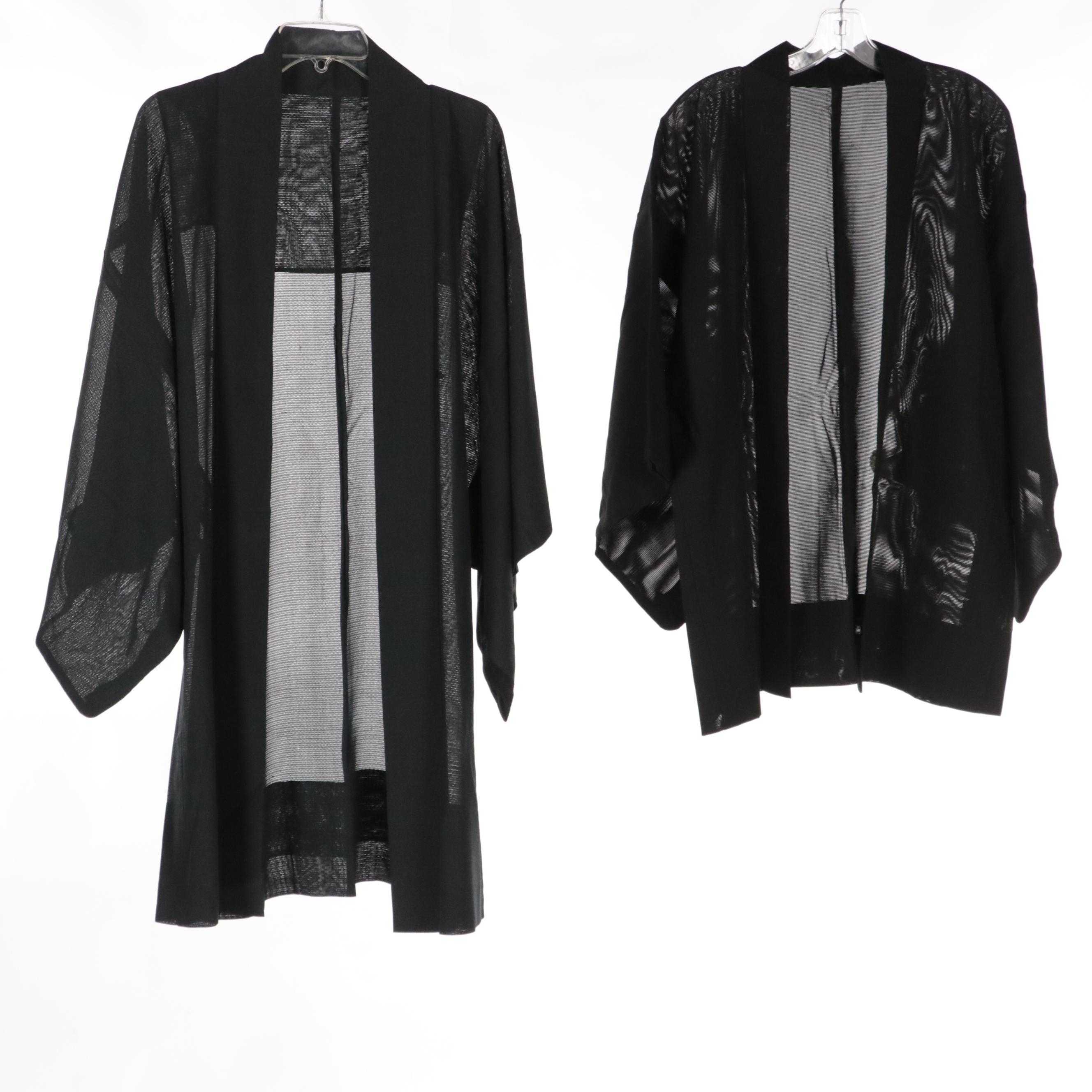 Black and Grey Textured Kimonos