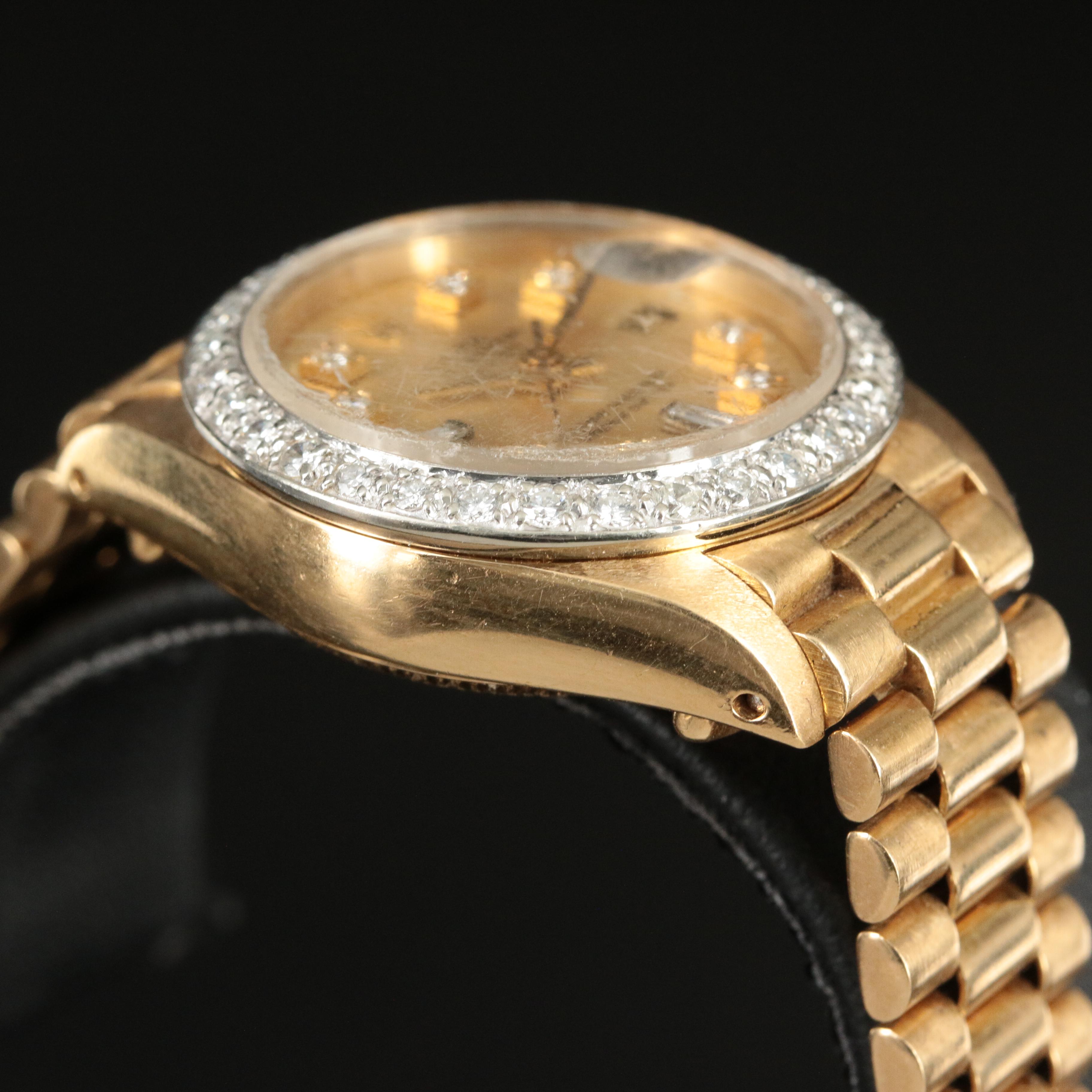 1978 Rolex 18K Custom Diamond Dial Datejust Watch