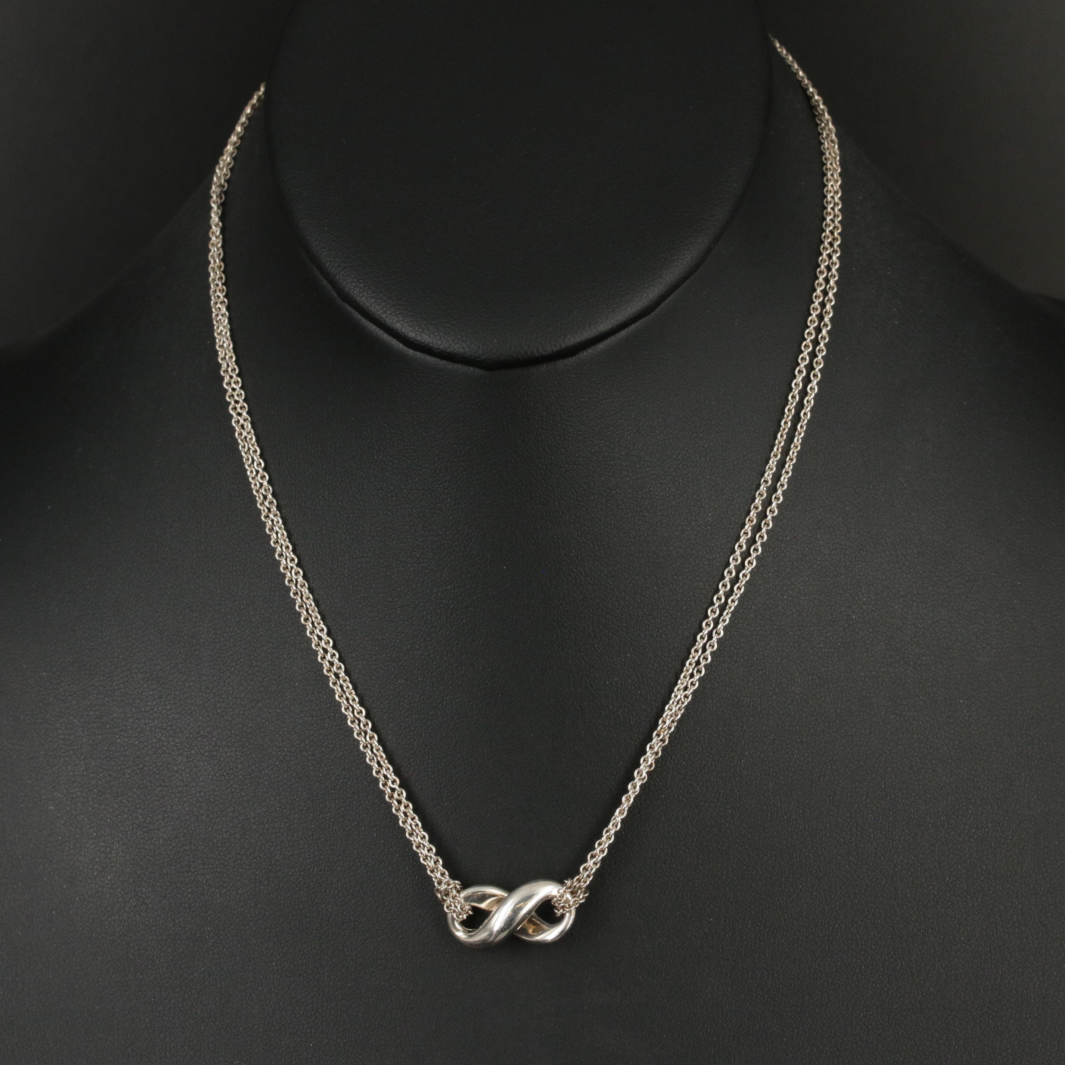 Tiffany & Co. Sterling Double Chain Infinity Necklace