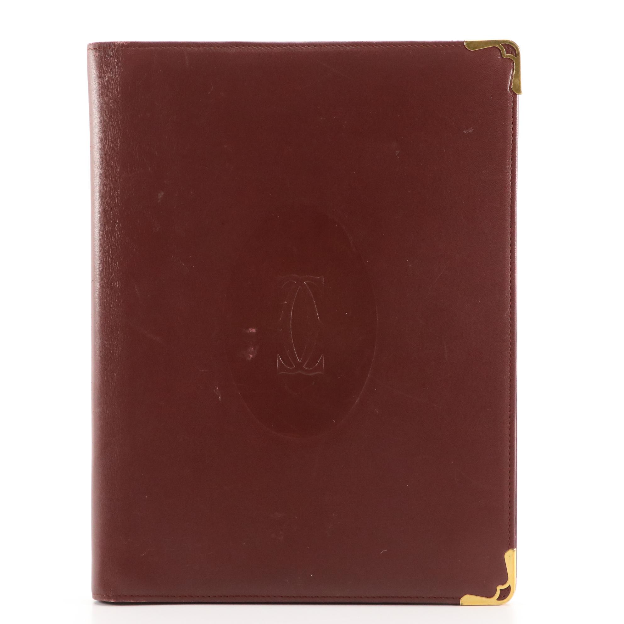 Cartier Must de Cartier Burgundy Leather Address Book Cover and Eyeglasses Case