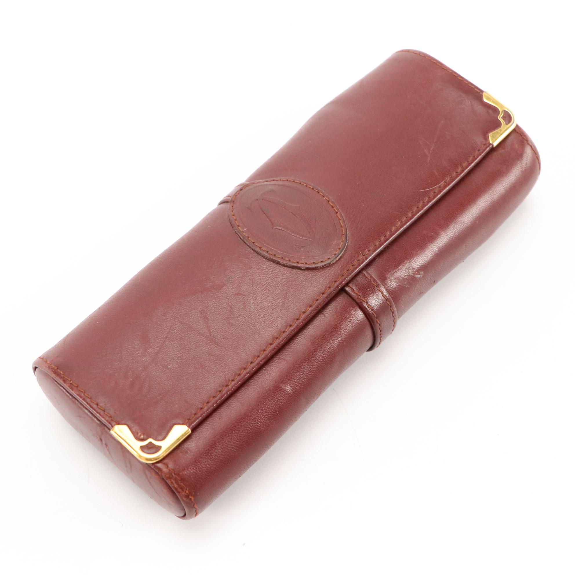 Cartier Must de Cartier Burgundy Leather Address Book Cover and Eyeglasses Case