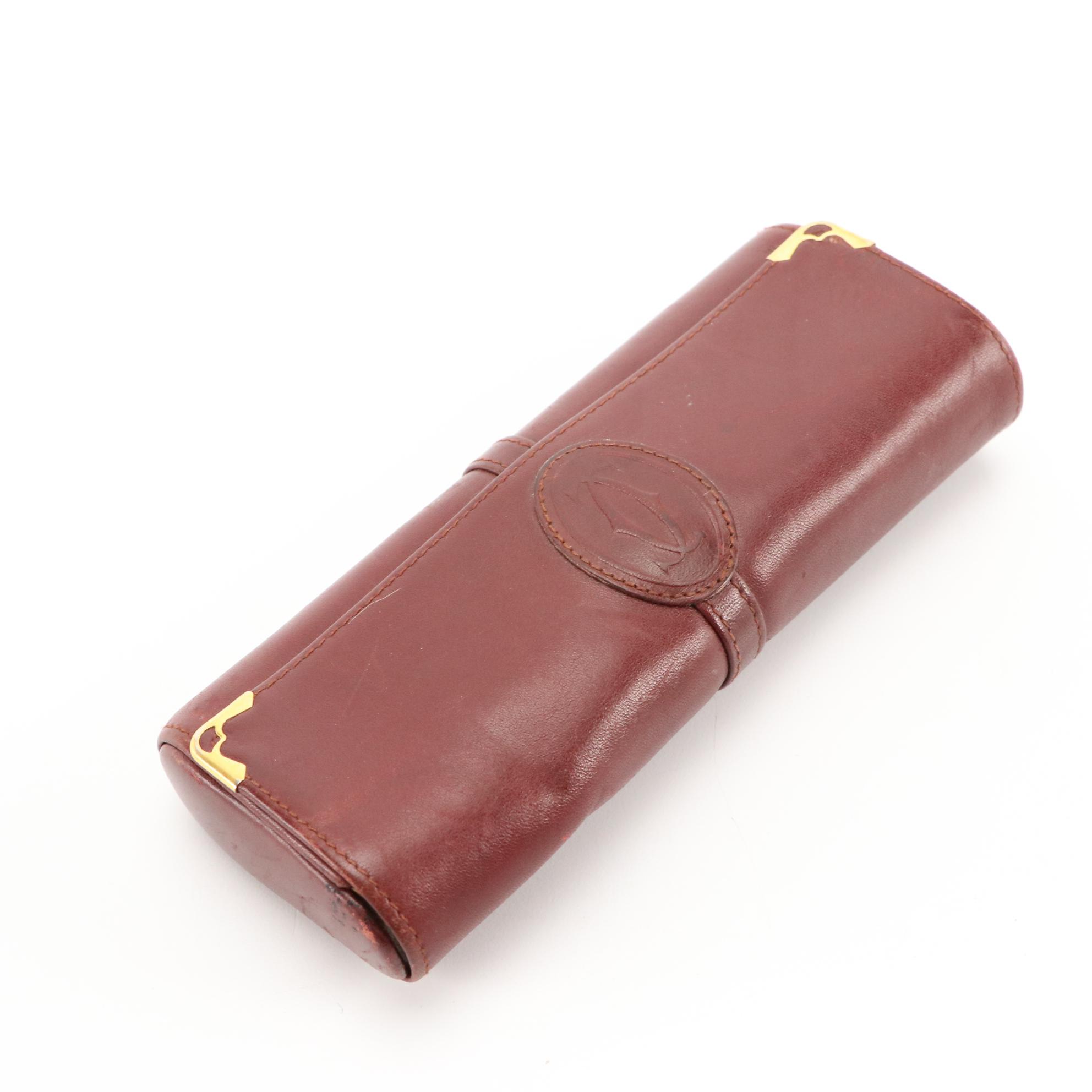 Cartier Must de Cartier Burgundy Leather Address Book Cover and Eyeglasses Case