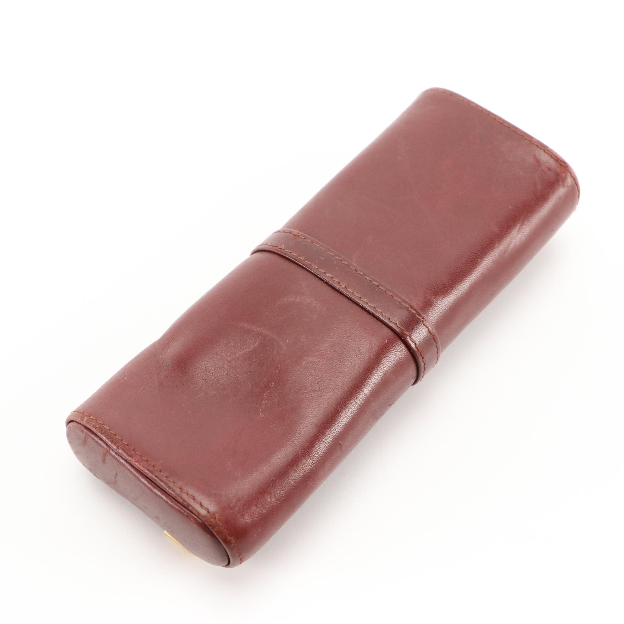 Cartier Must de Cartier Burgundy Leather Address Book Cover and Eyeglasses Case