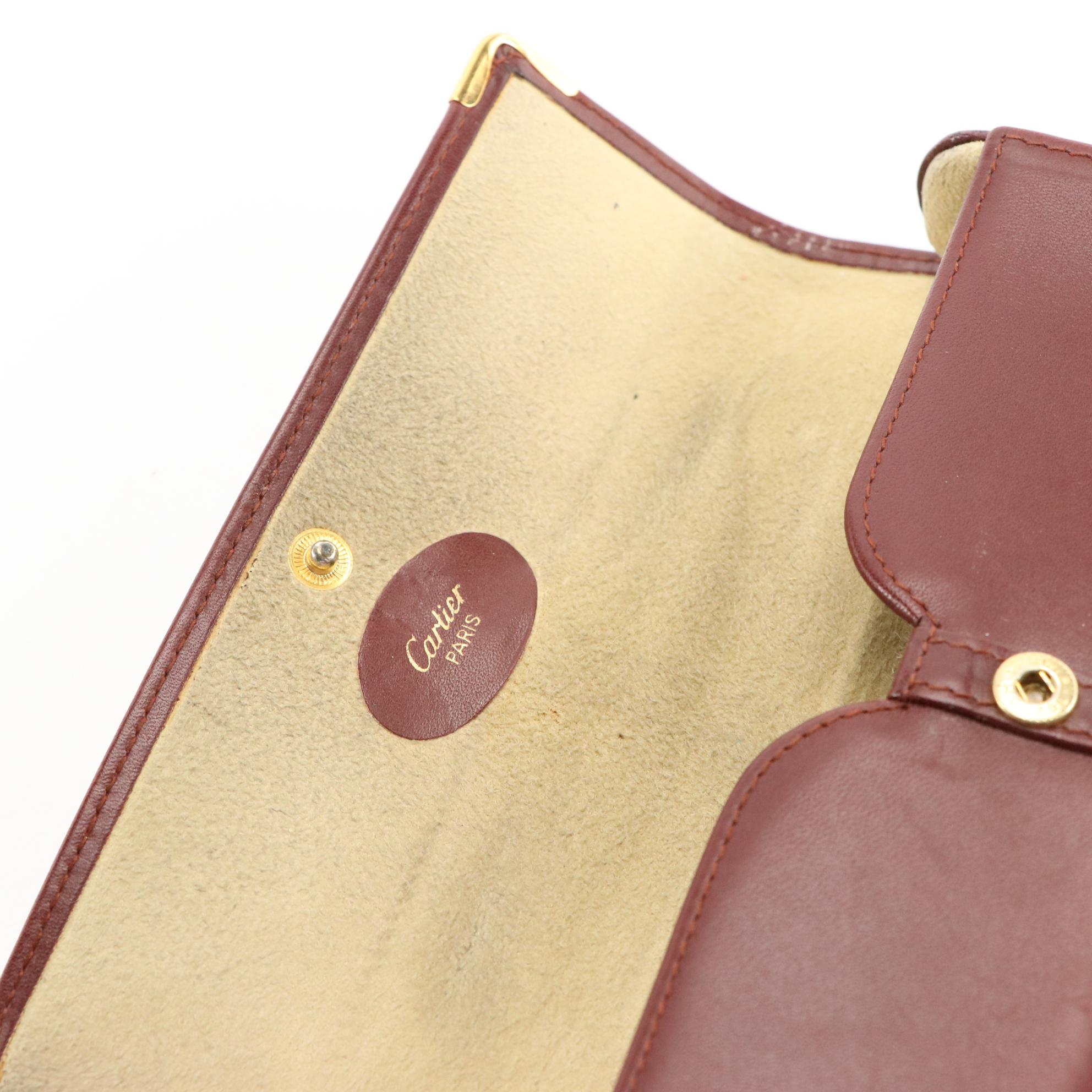 Cartier Must de Cartier Burgundy Leather Address Book Cover and Eyeglasses Case