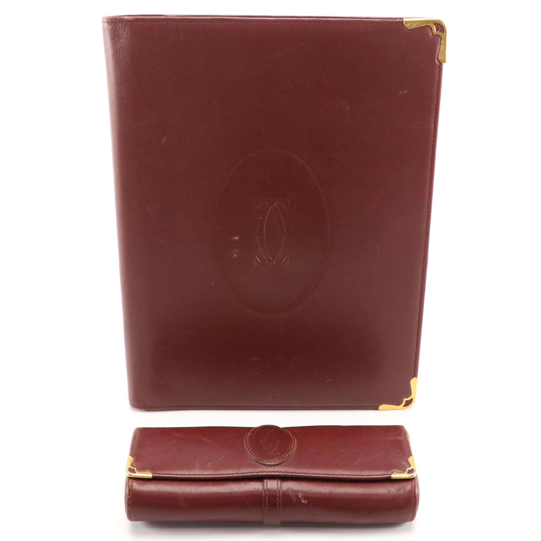 Cartier Must de Cartier Burgundy Leather Address Book Cover and Eyeglasses Case