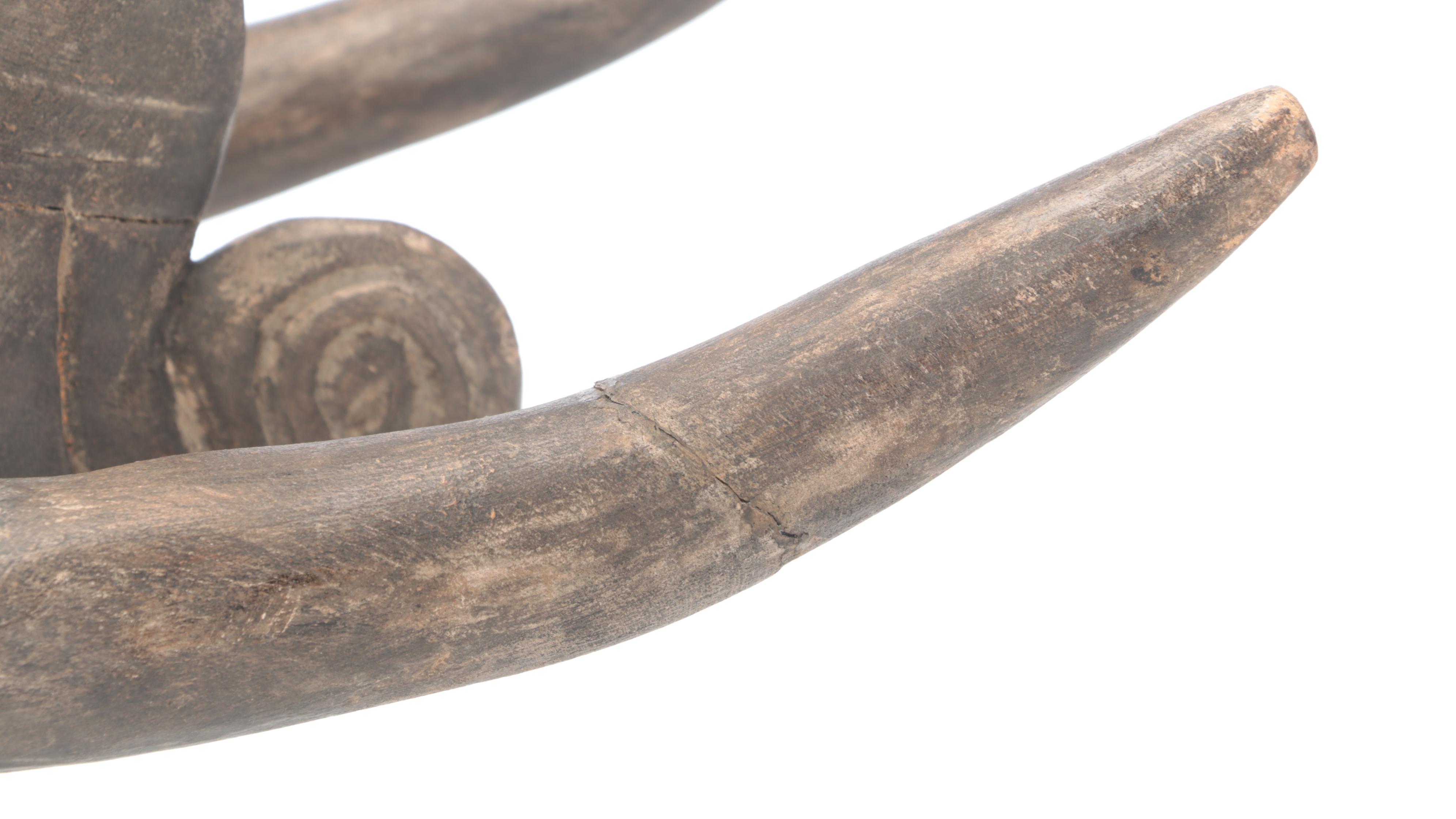 West African Senufo Fire-Spitter Hand-Carved Wood "Kponyugo" Helmet Mask