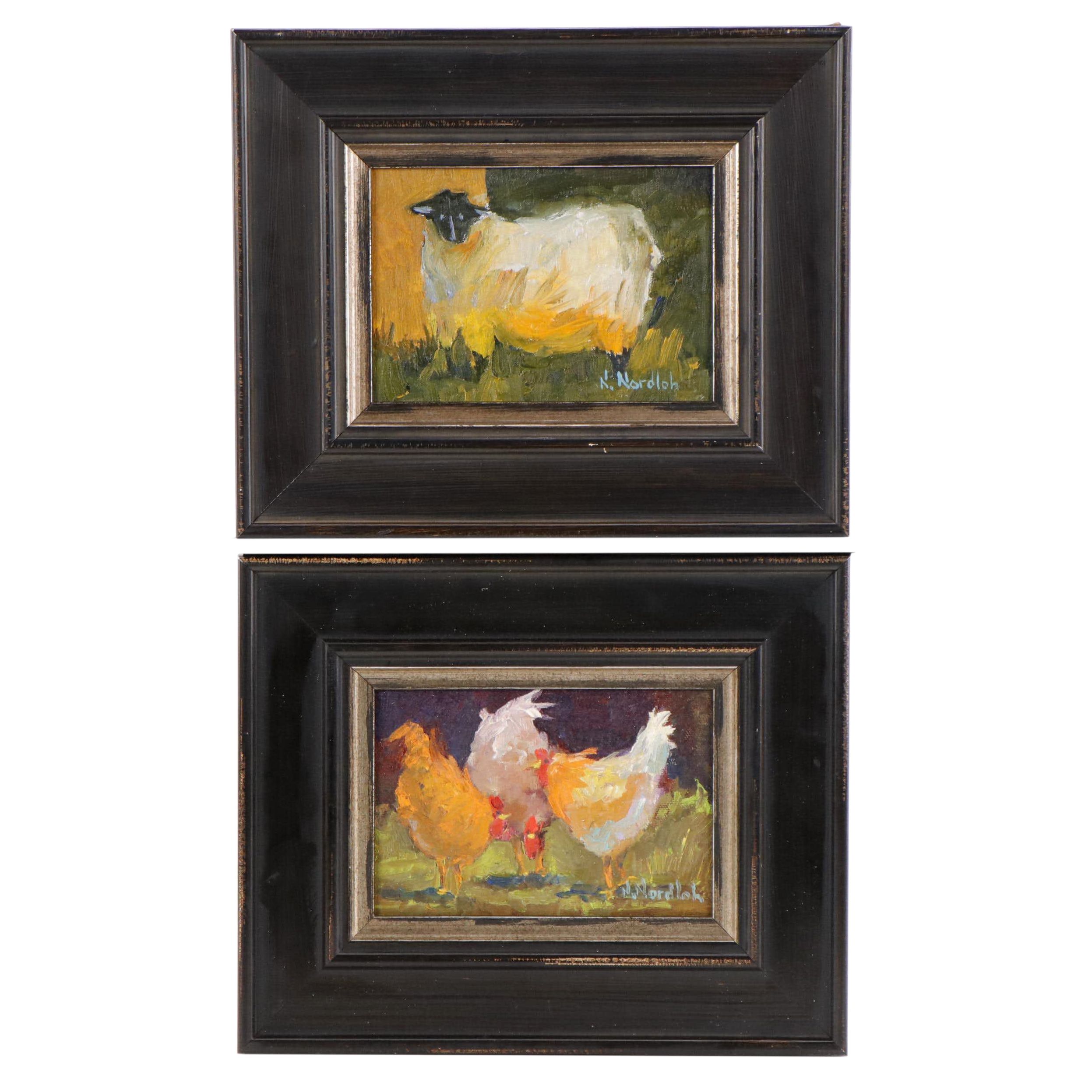 Nancy Nordloh Neville Oil Paintings "The Girls" and "Alice," 21st Century