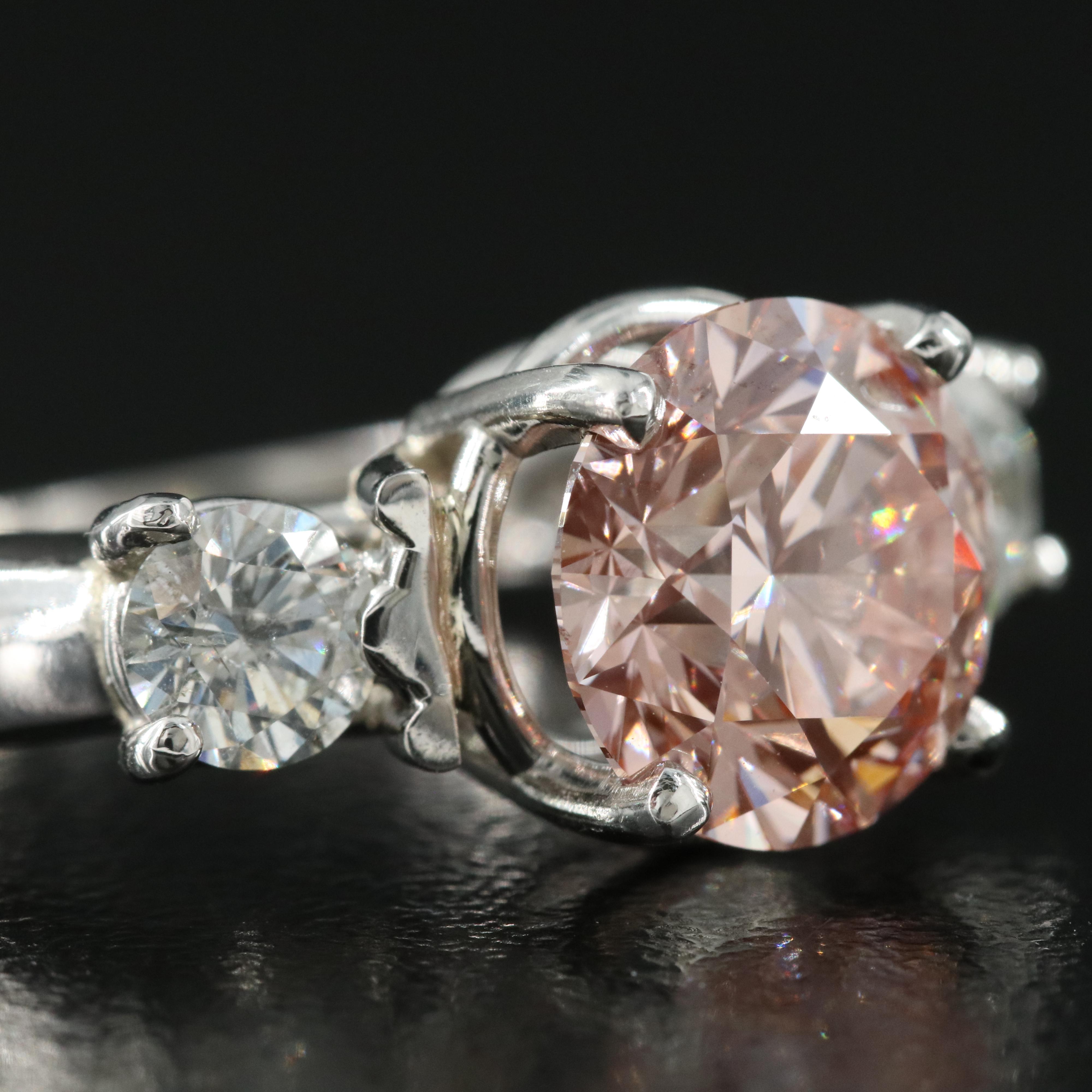 Platinum 4.32 CTW Diamond Ring with Fancy Pink Center