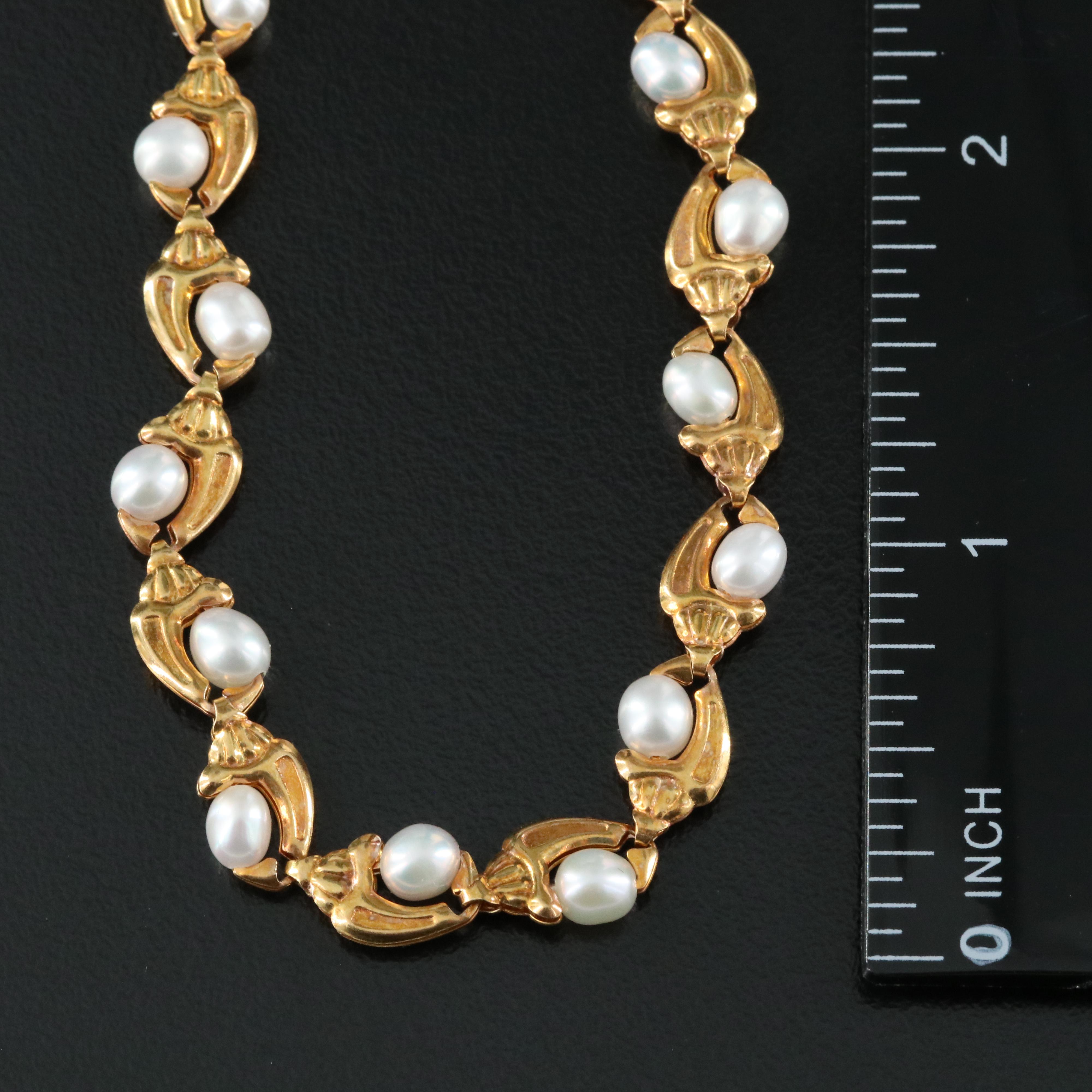 18K Fancy Link Pearl Necklace