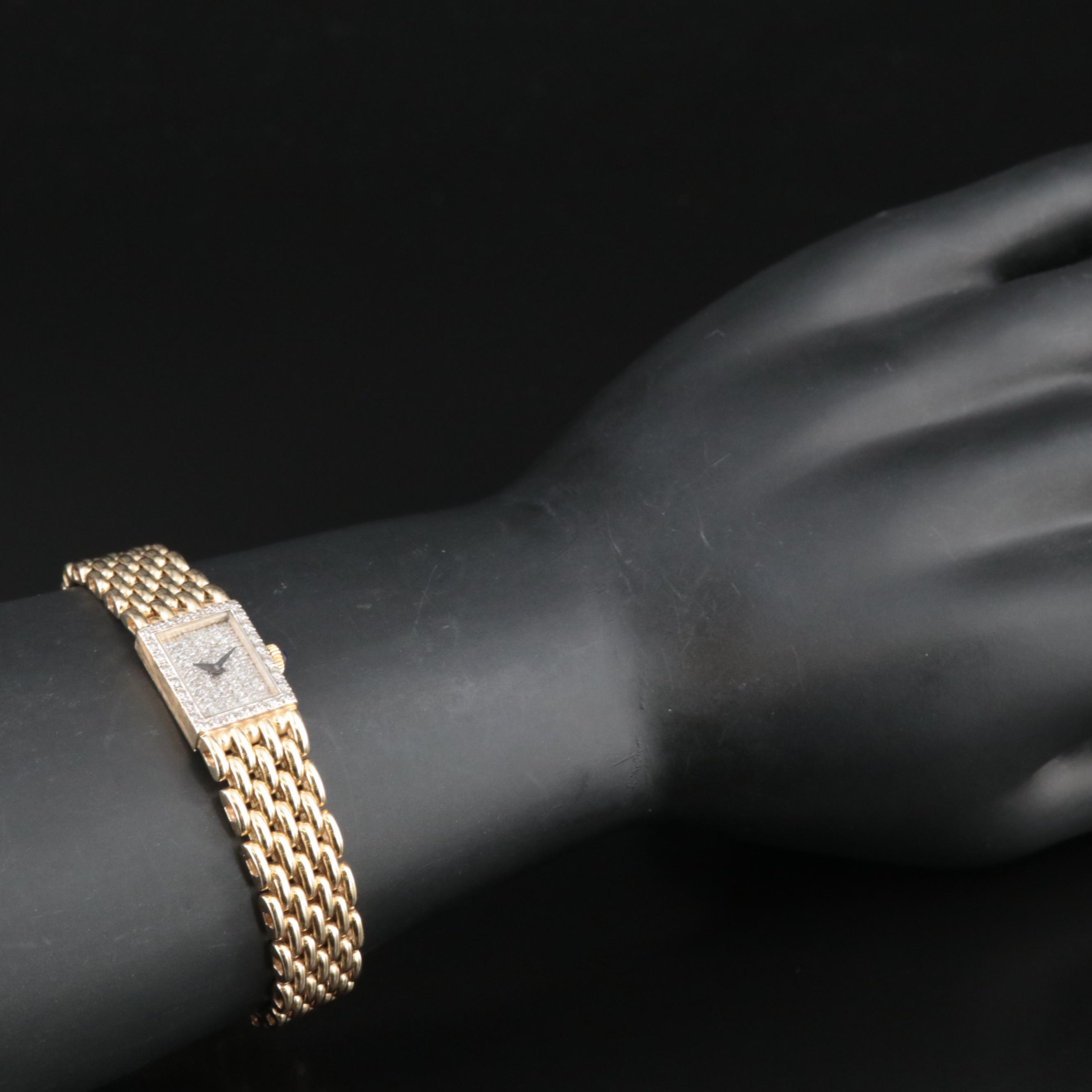 14K Cyma Diamond Dial and Bezel Quartz Watch