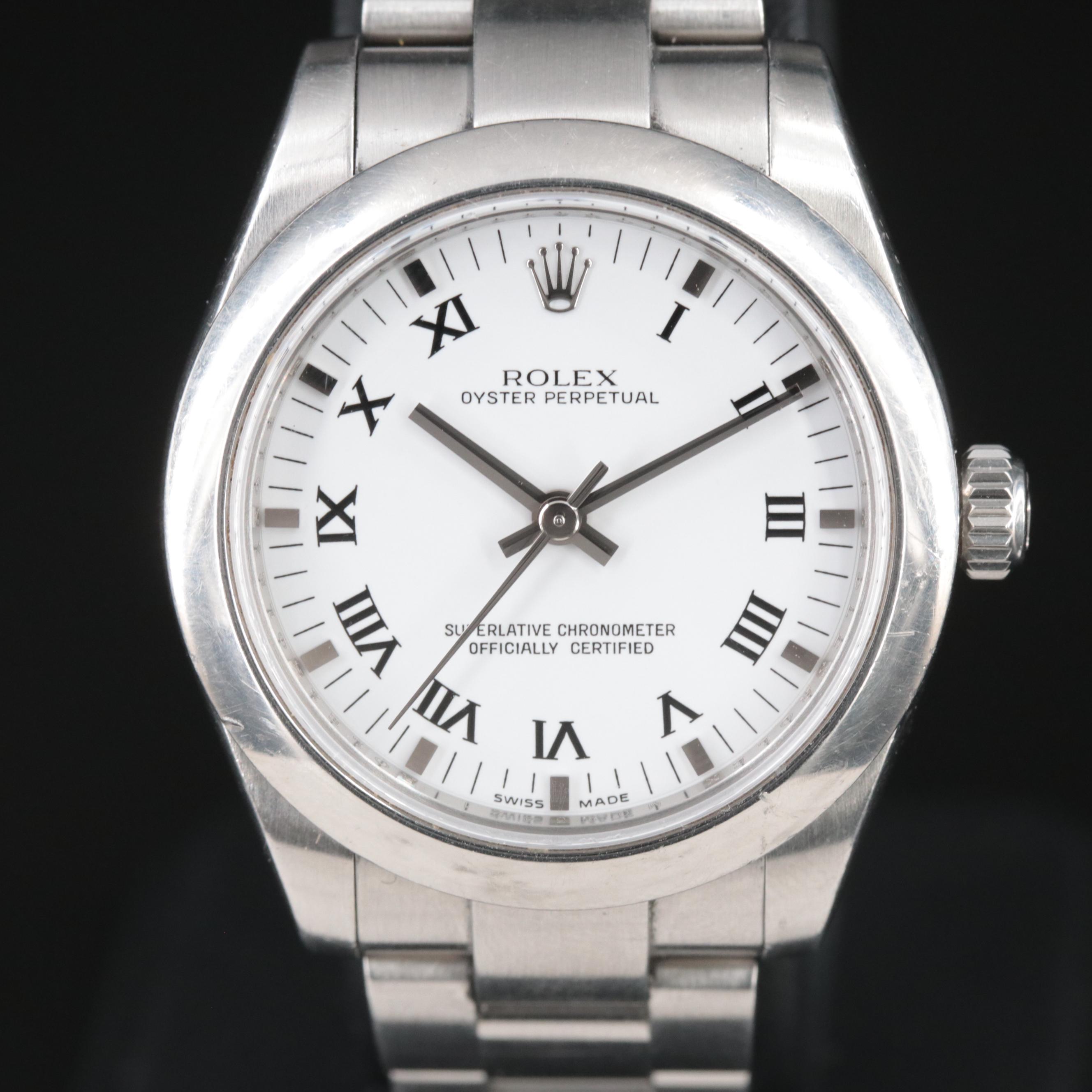2007 Rolex Oyster Perpetual Roman Dial Stainless Steel Watch