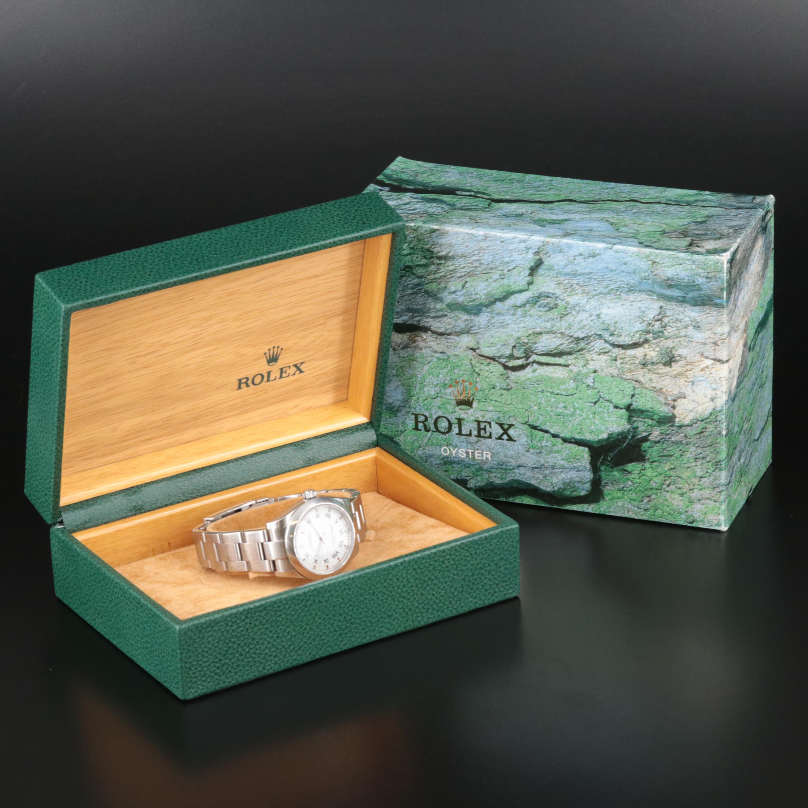 2007 Rolex Oyster Perpetual Roman Dial Stainless Steel Watch