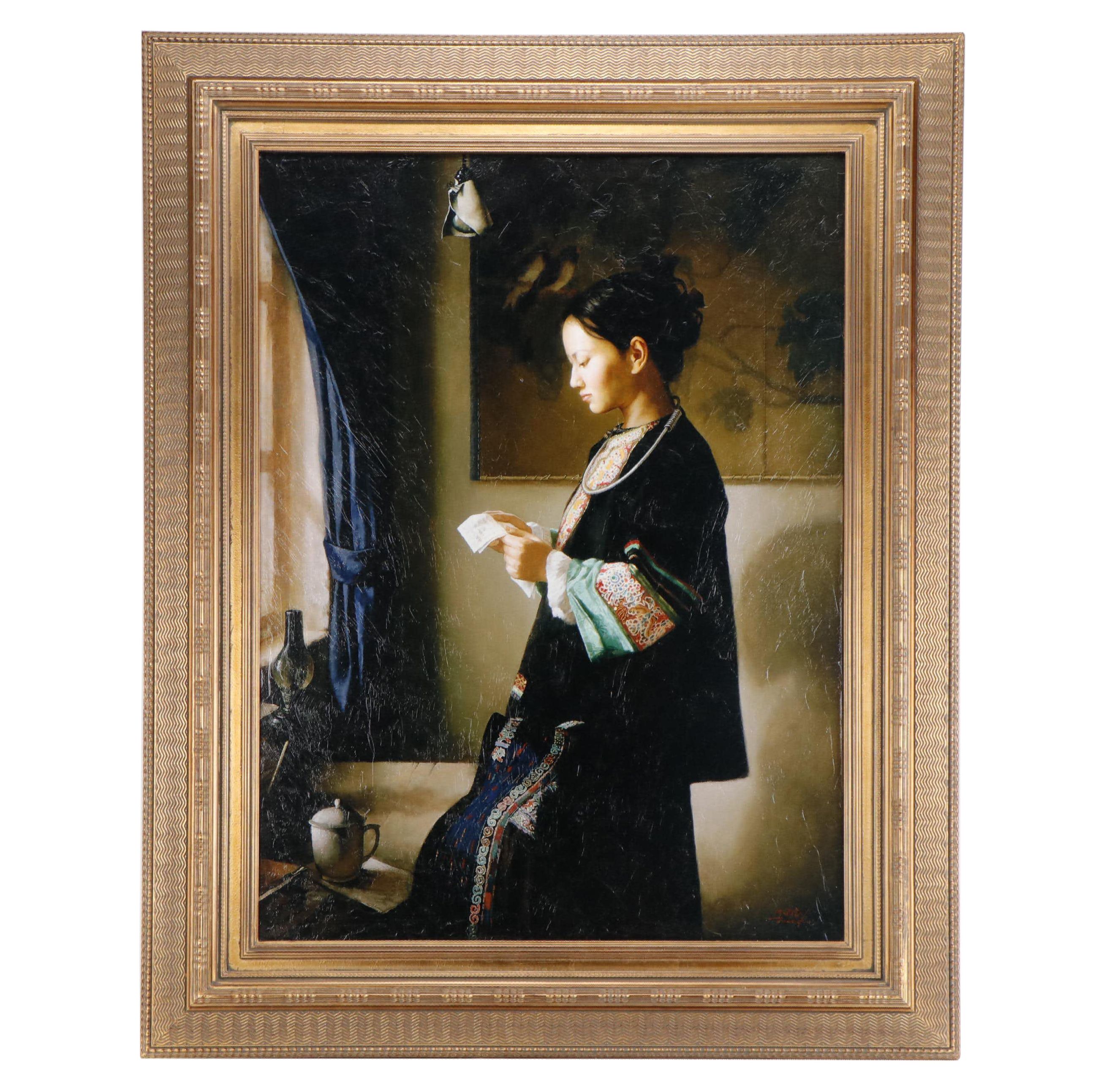 Jie-Wei Zhou Limited Edition Giclee on Canvas "The Letter"