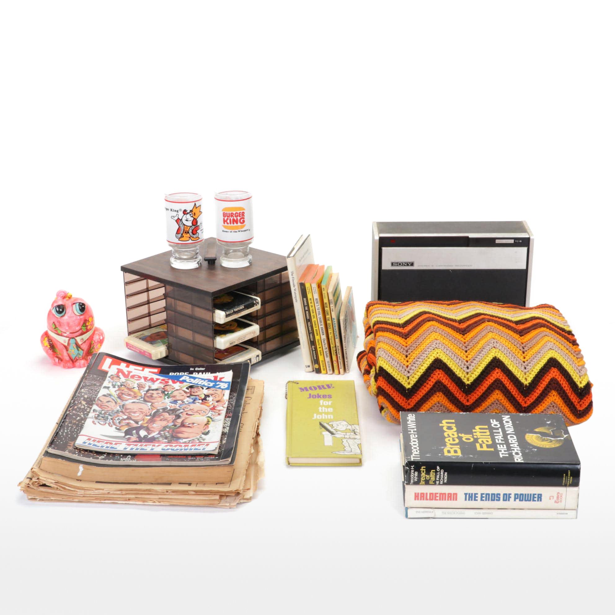 Sony 8-Track Player with Other 1960s and 1970s Collectibles