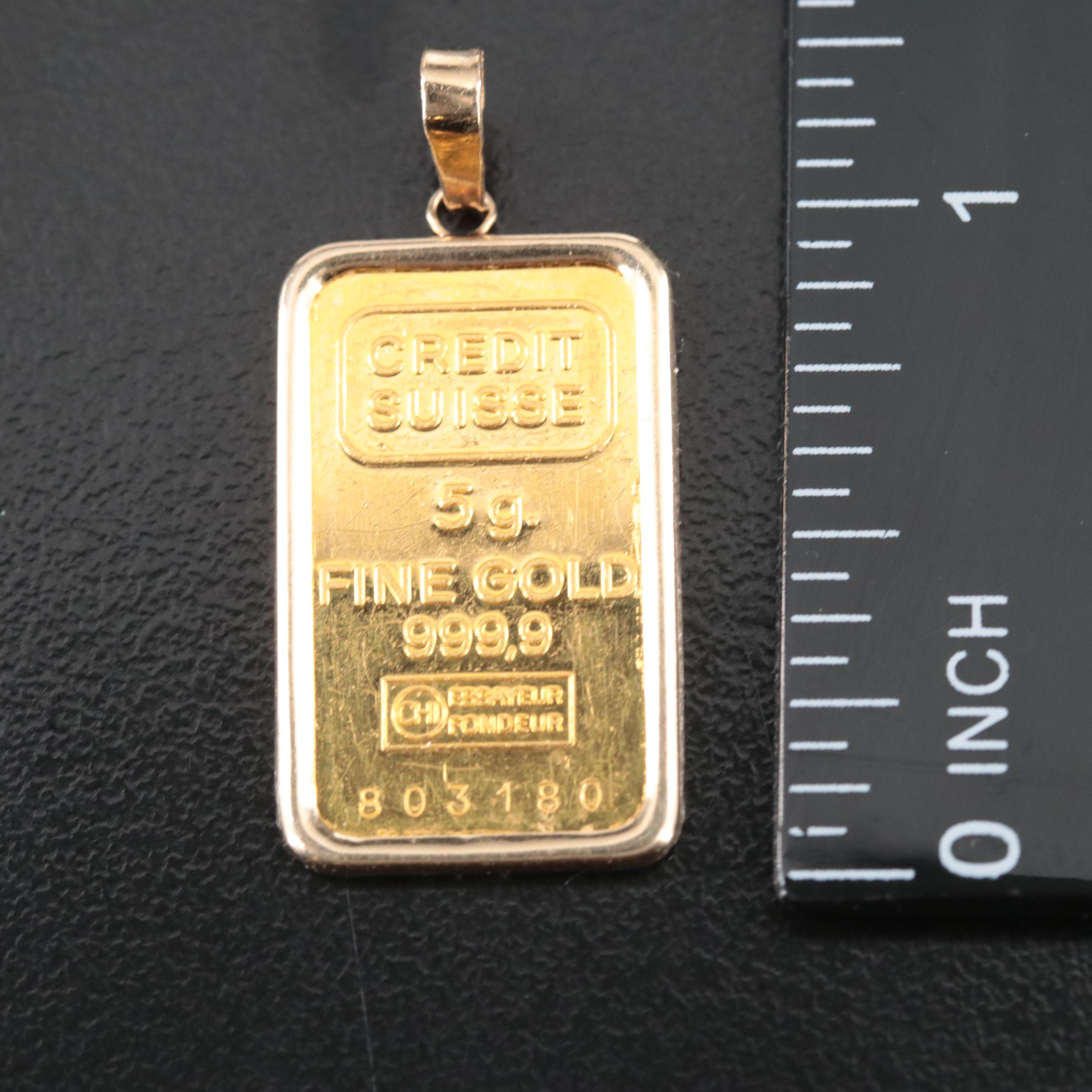 14K Pendant with 24K Credit Suisse Ingot