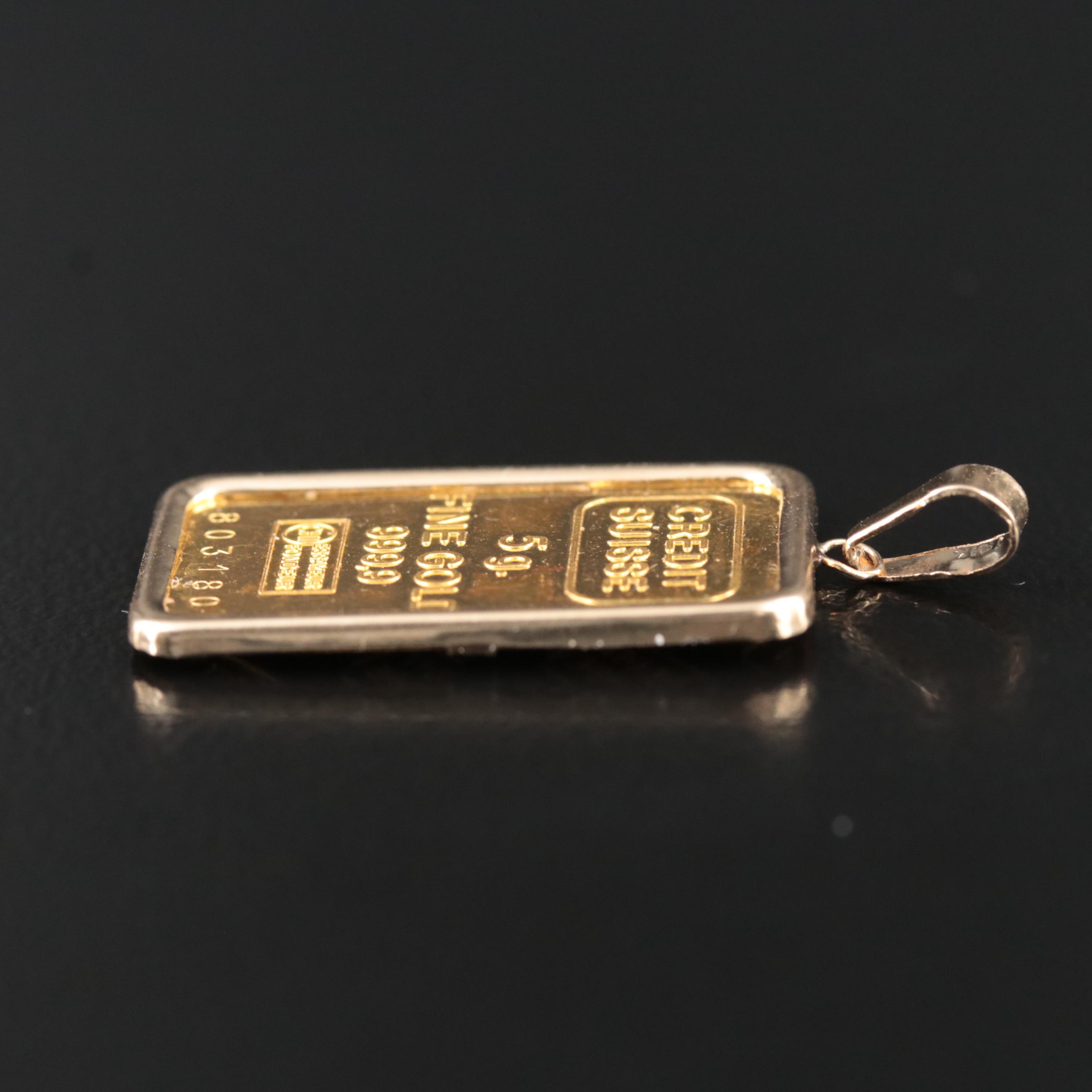 14K Pendant with 24K Credit Suisse Ingot