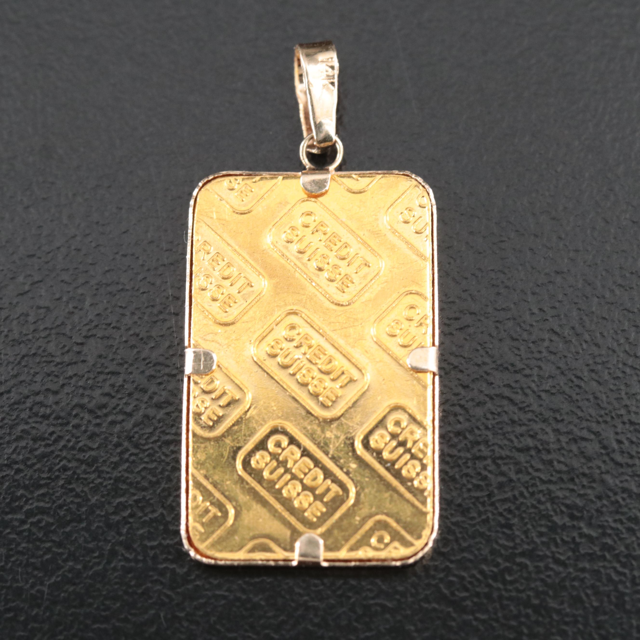 14K Pendant with 24K Credit Suisse Ingot