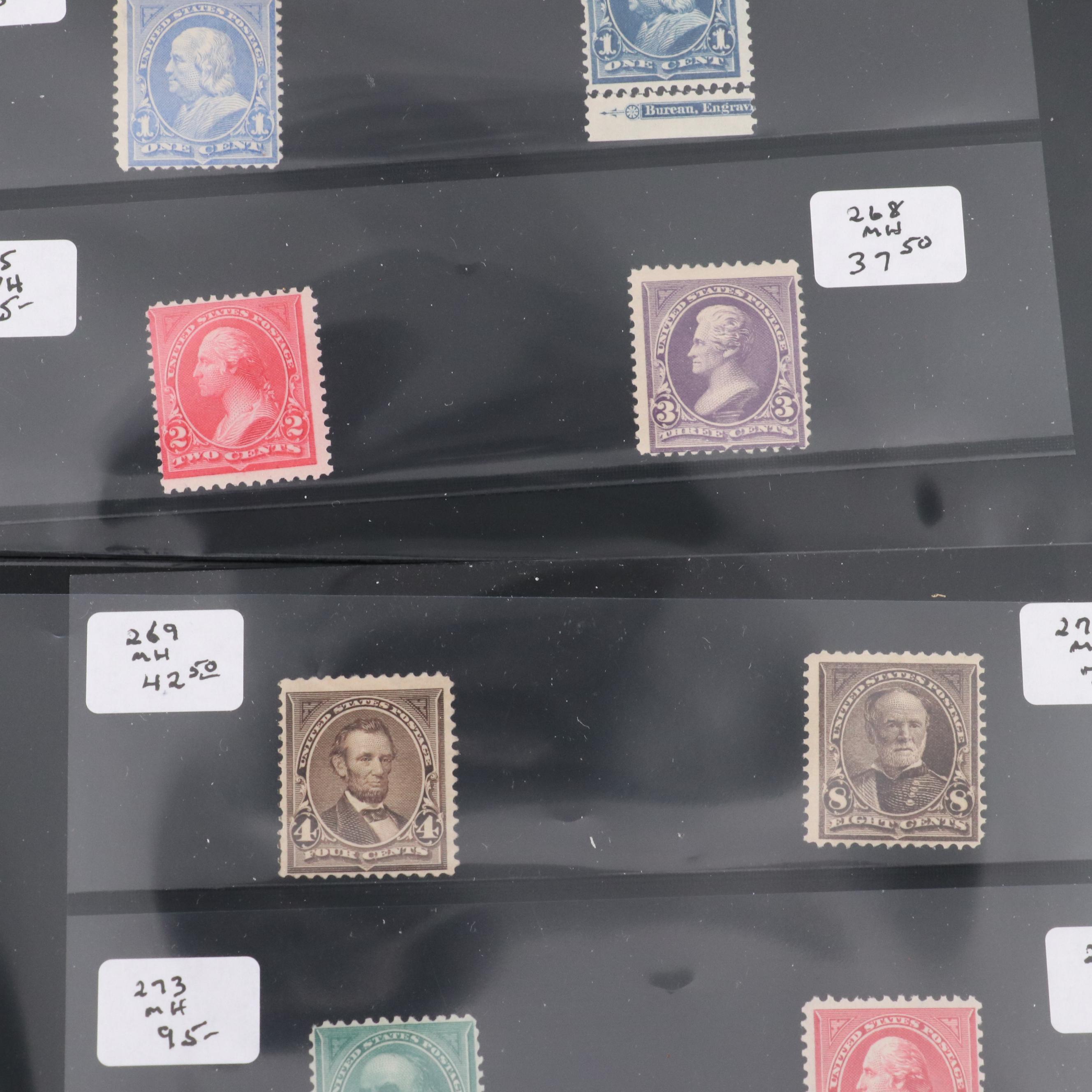 Twelve Mint Condition Early U.S. Postage Stamps