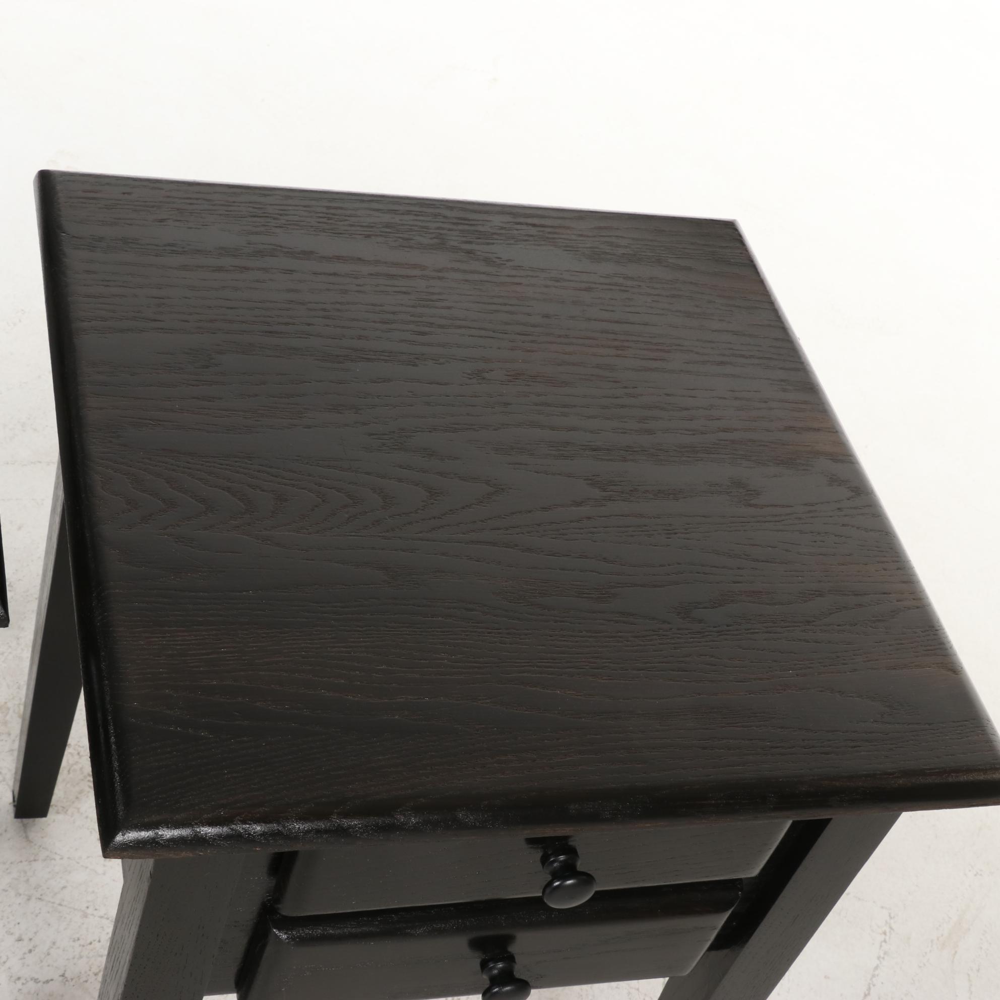Pair of Painted Oak Two Drawer Side Tables