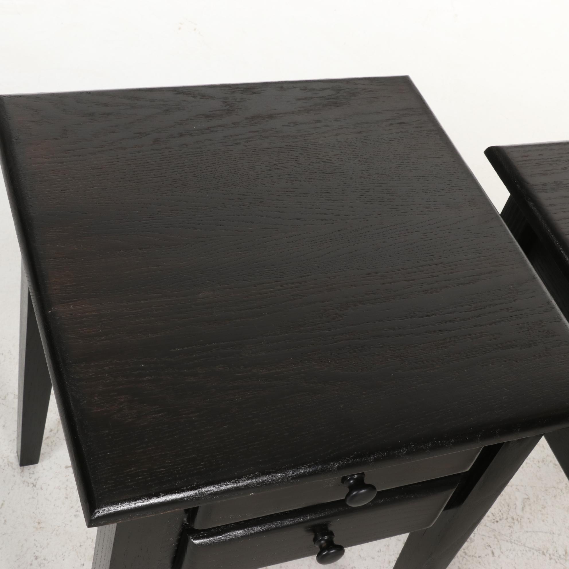 Pair of Painted Oak Two Drawer Side Tables