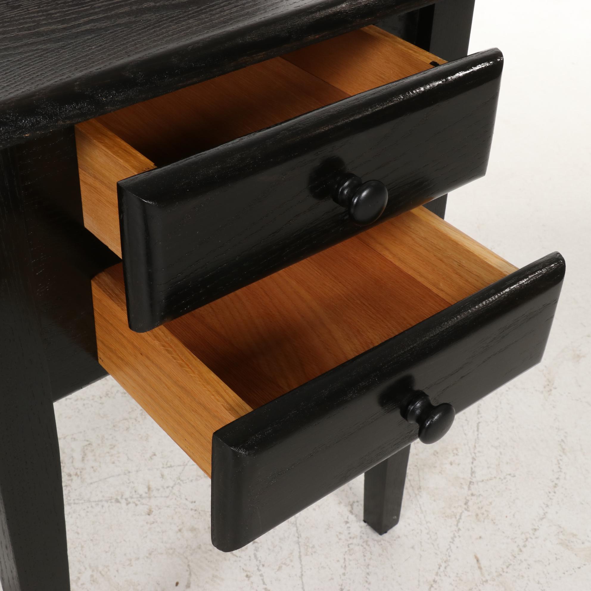 Pair of Painted Oak Two Drawer Side Tables