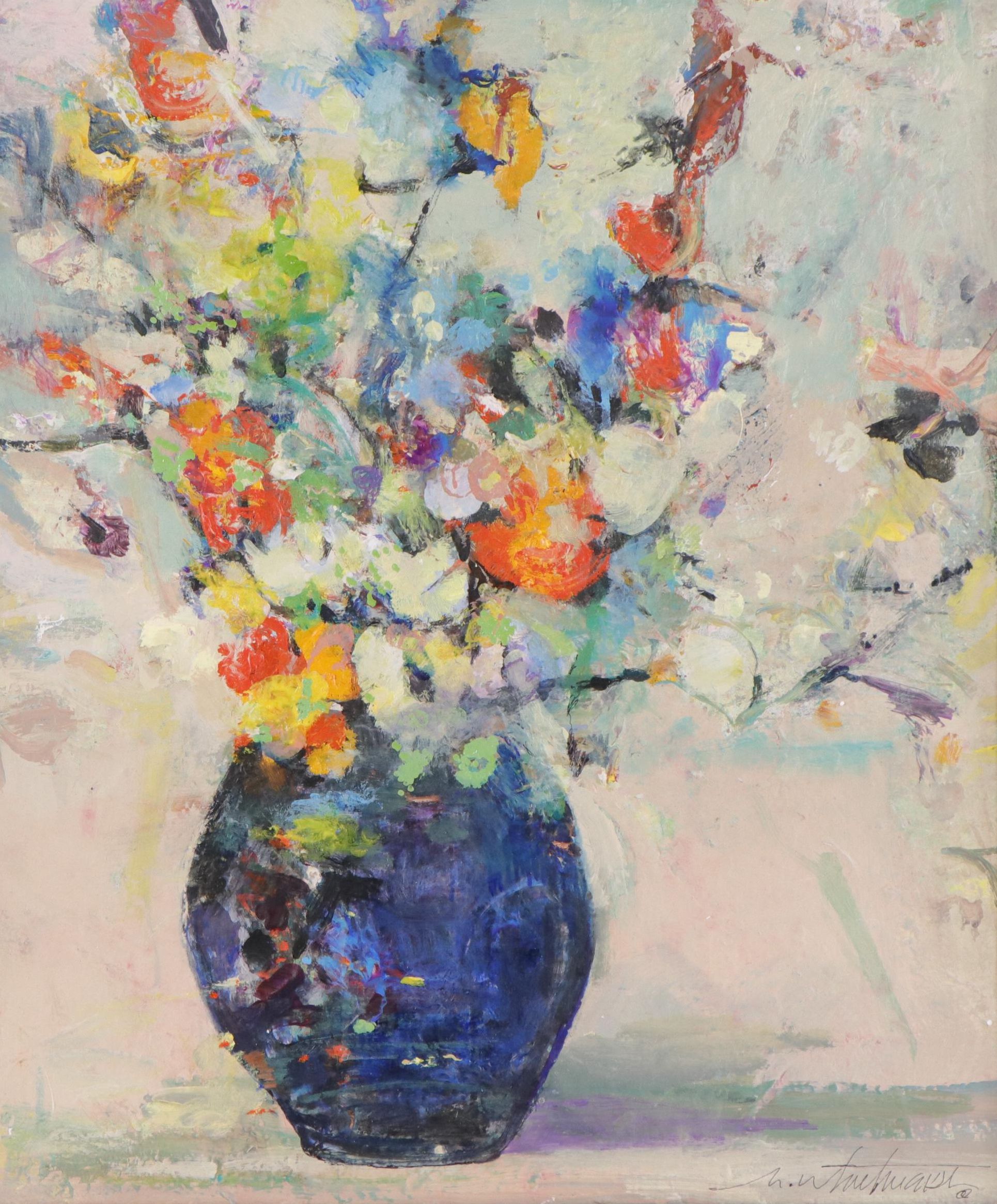 Mark Whitmarsh Floral Still Life Acrylic Painting "Transient Beauty," 2023