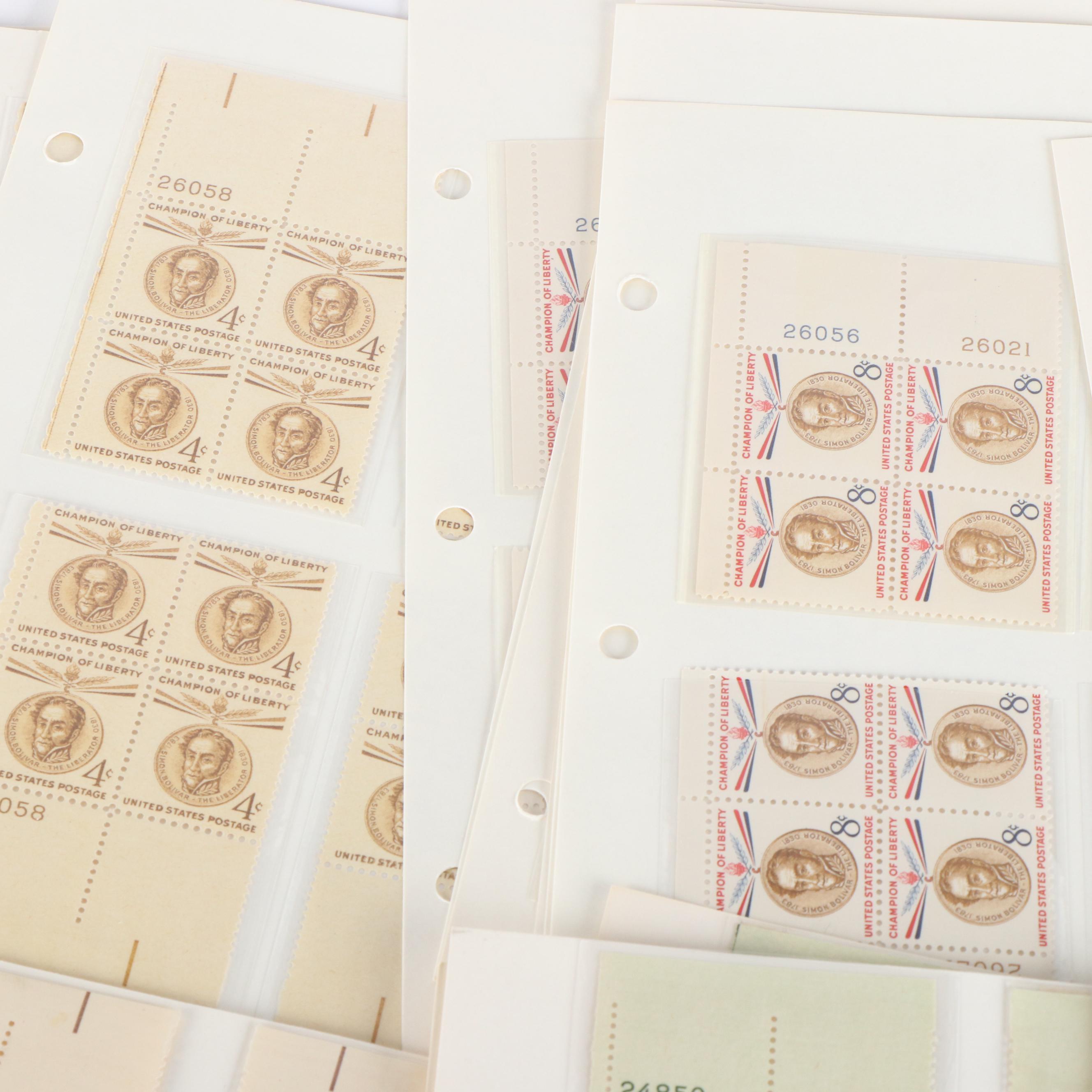 250 U.S. Postage Stamp Plate Blocks, 1940s