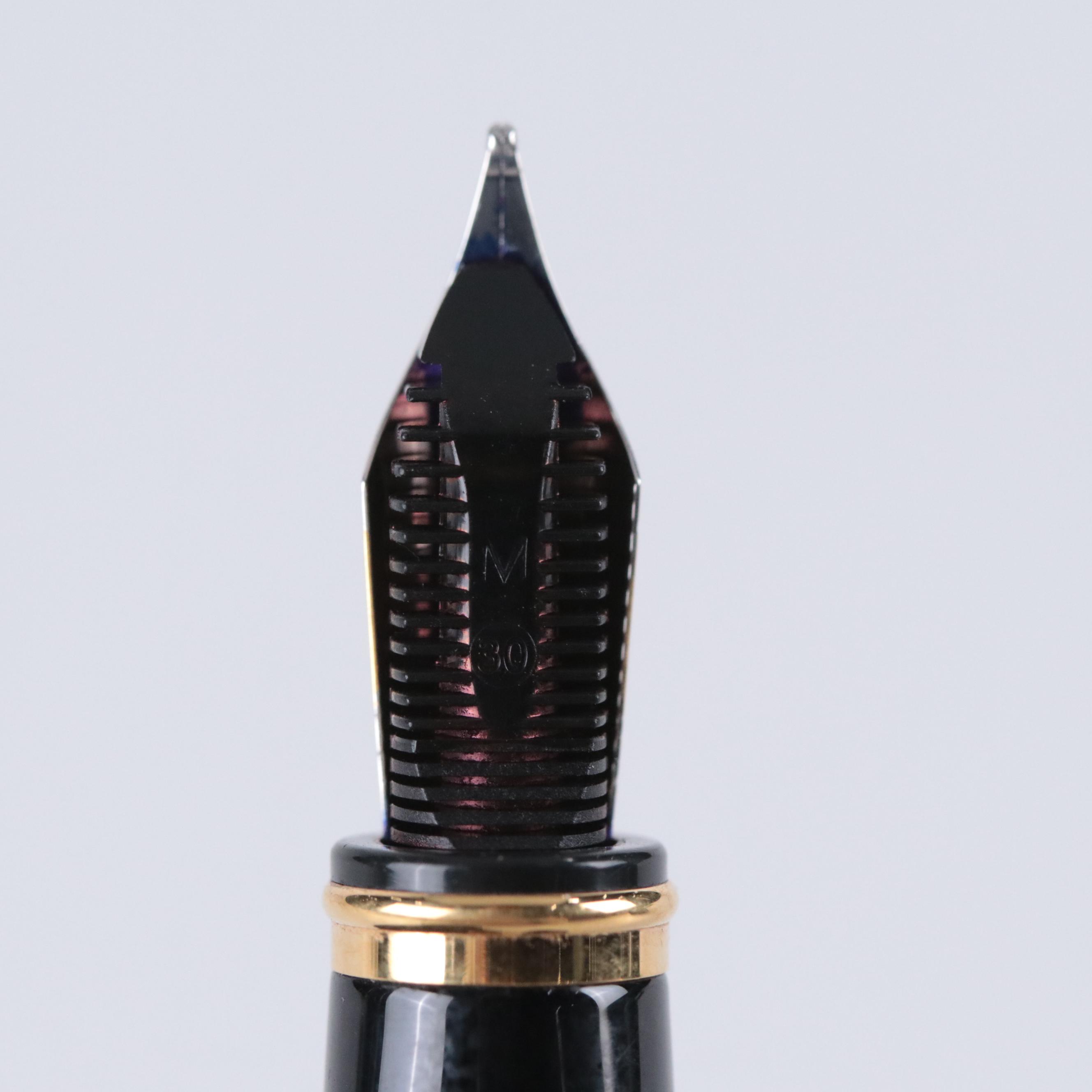 Waterman Exception Slim Black Lacquer Fountain Pen with Gold Tone Trim