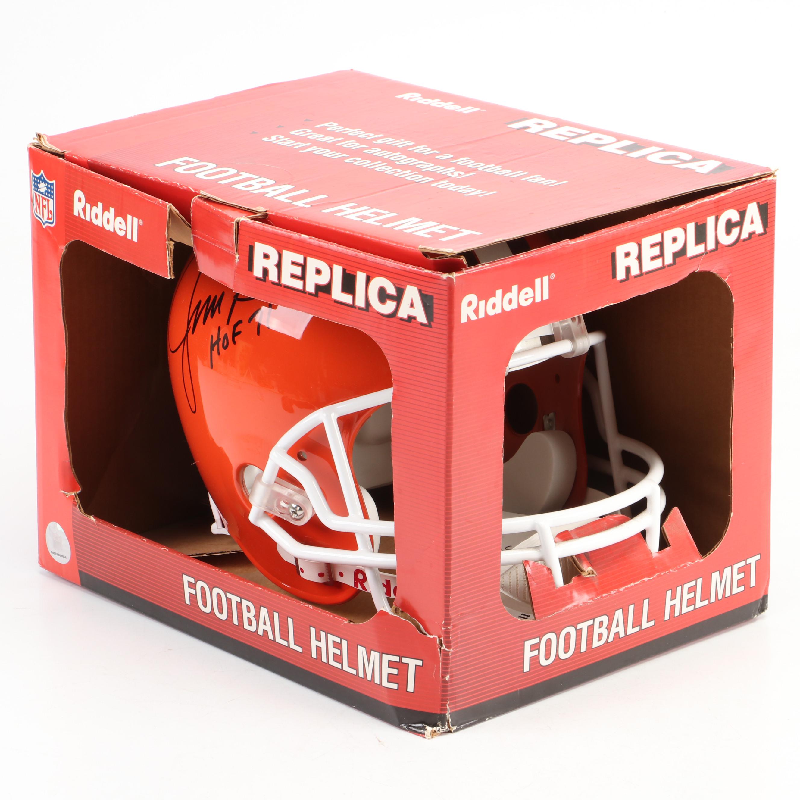 Jim Brown Signed Full Size Cleveland Browns Riddell Replica Football Helmet