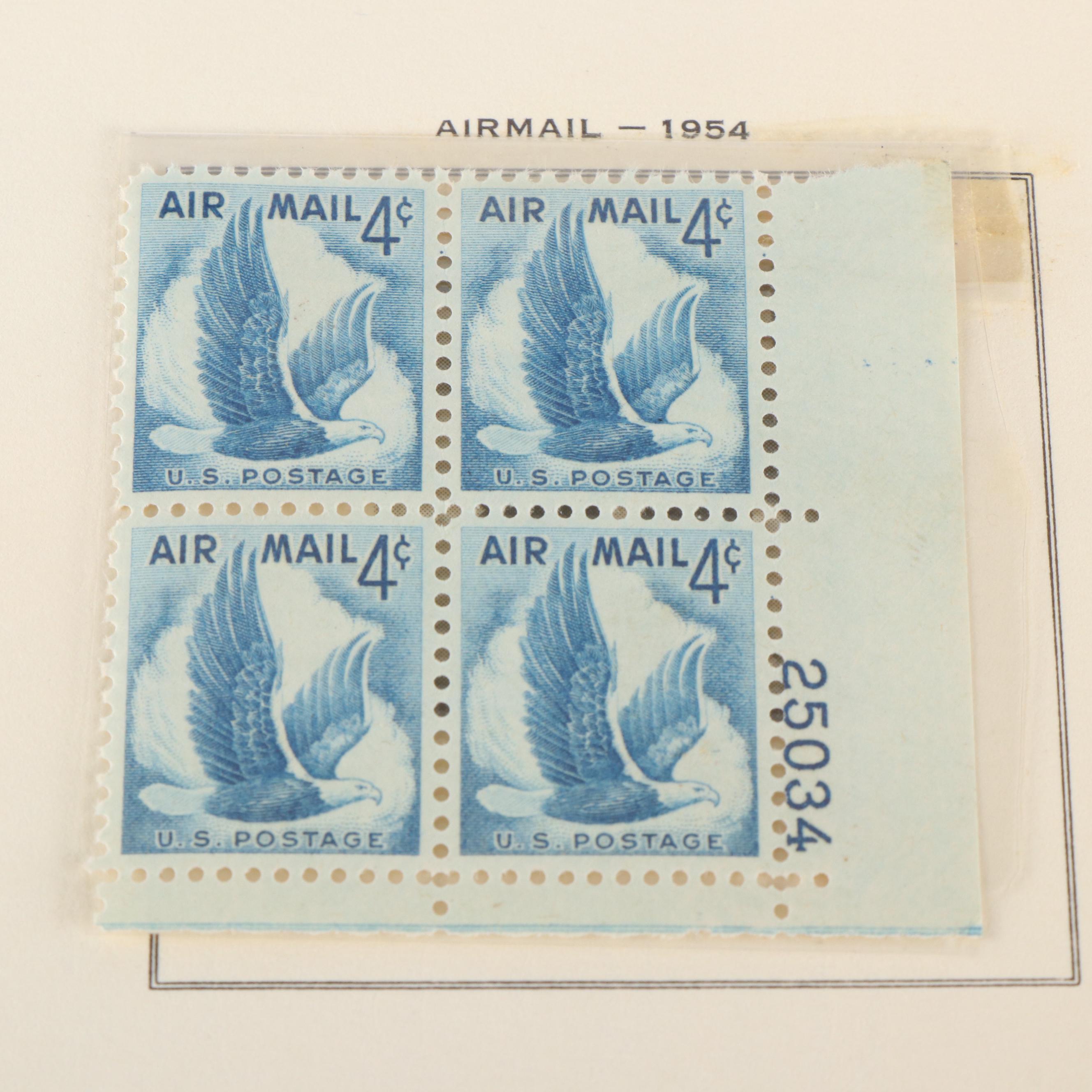370 U.S. Postage Stamp Plate Blocks, 1950s