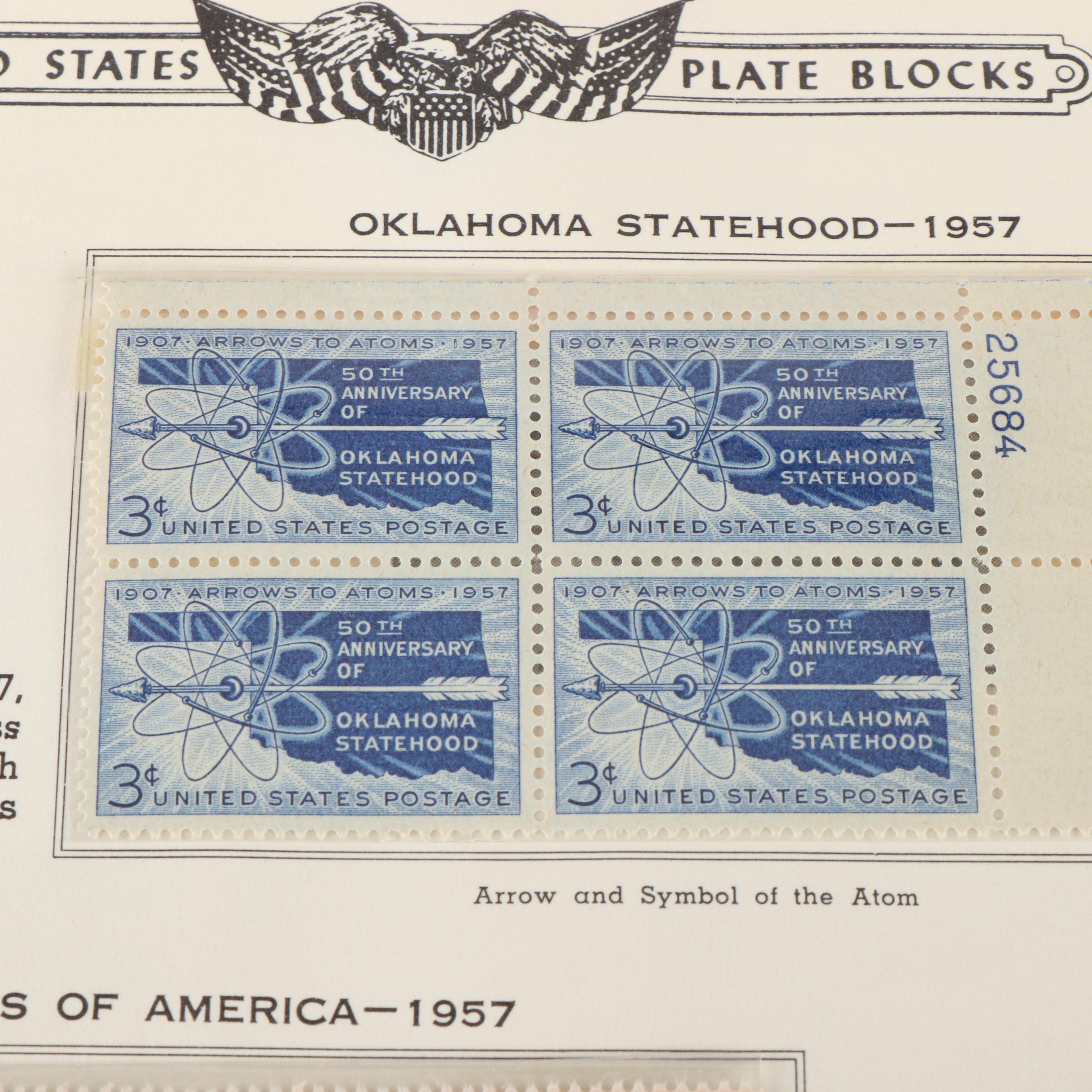 370 U.S. Postage Stamp Plate Blocks, 1950s