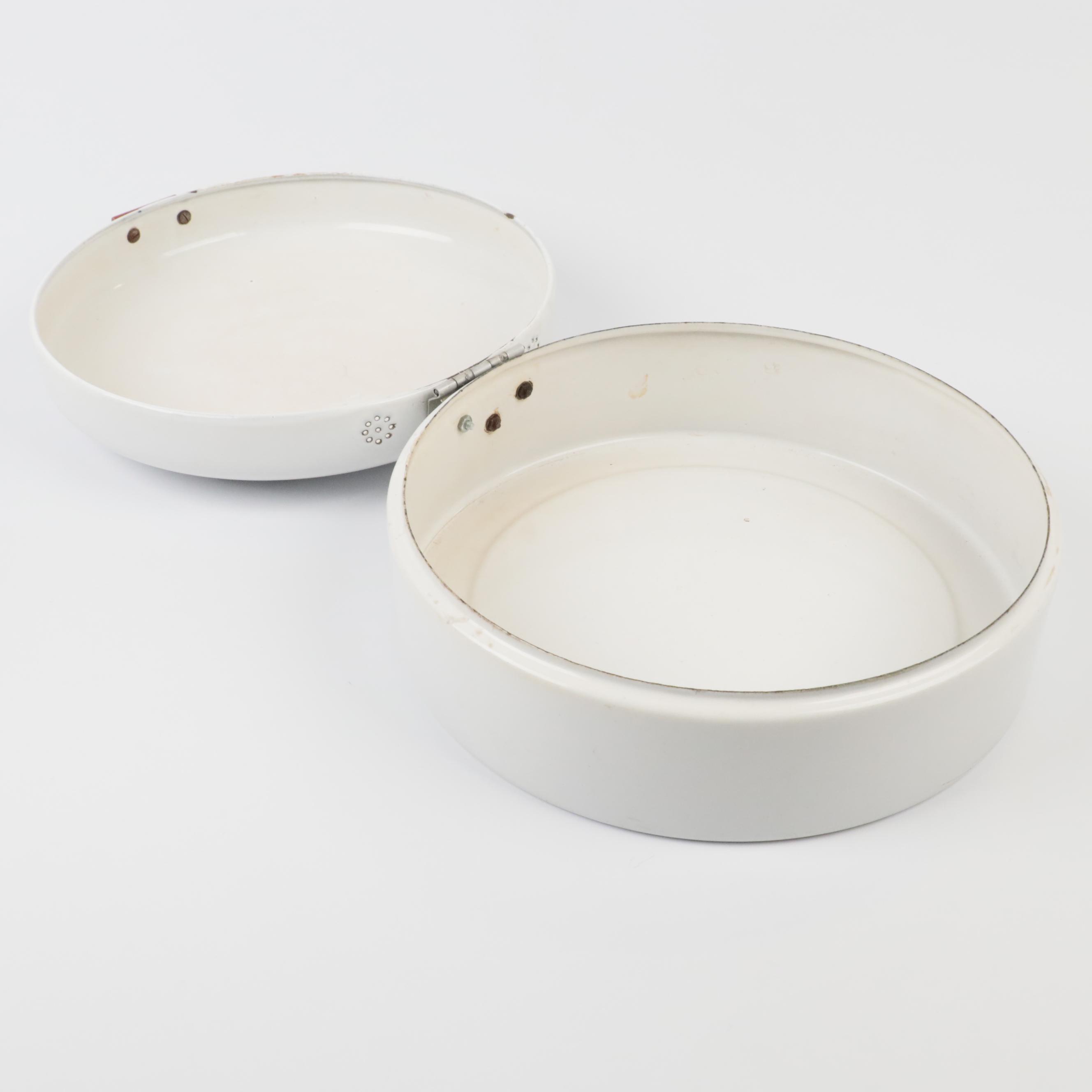 Round Painted Metal Bread Box, Metal Serving Tray and Universal Percolator