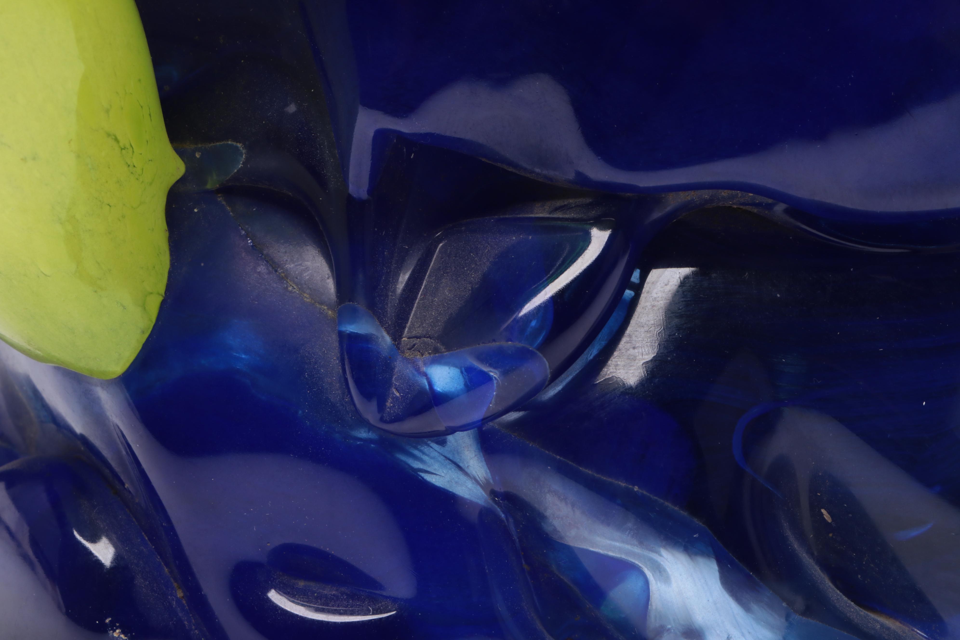 Handcrafted Blue Cloaked Studio Art Glass Figural Sculpture