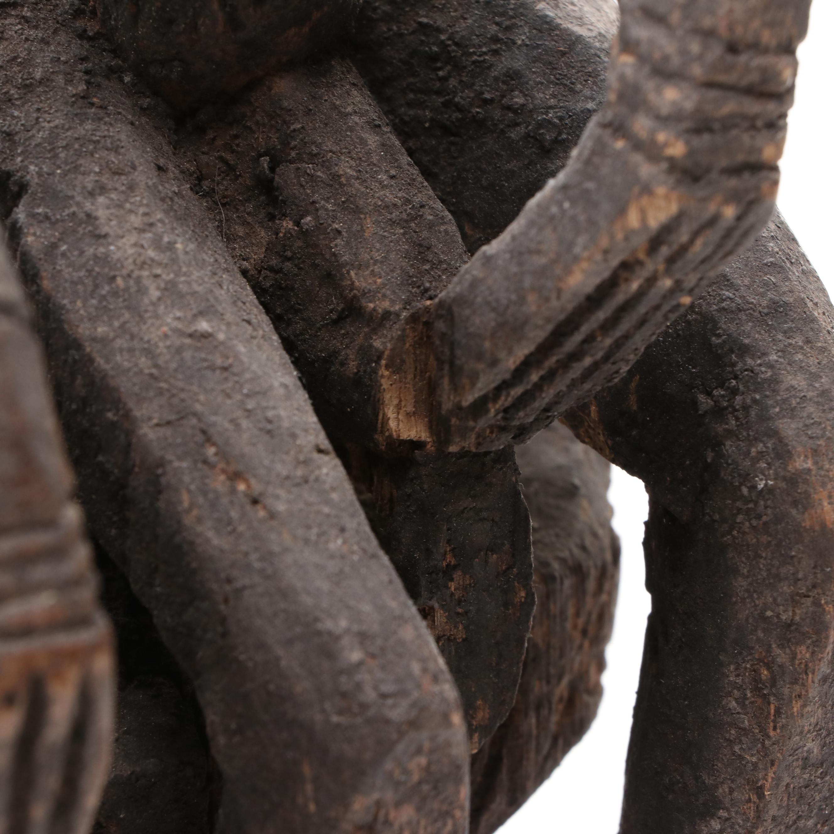 Hand-Carved Mali Dogon Seated Couple Sculpture