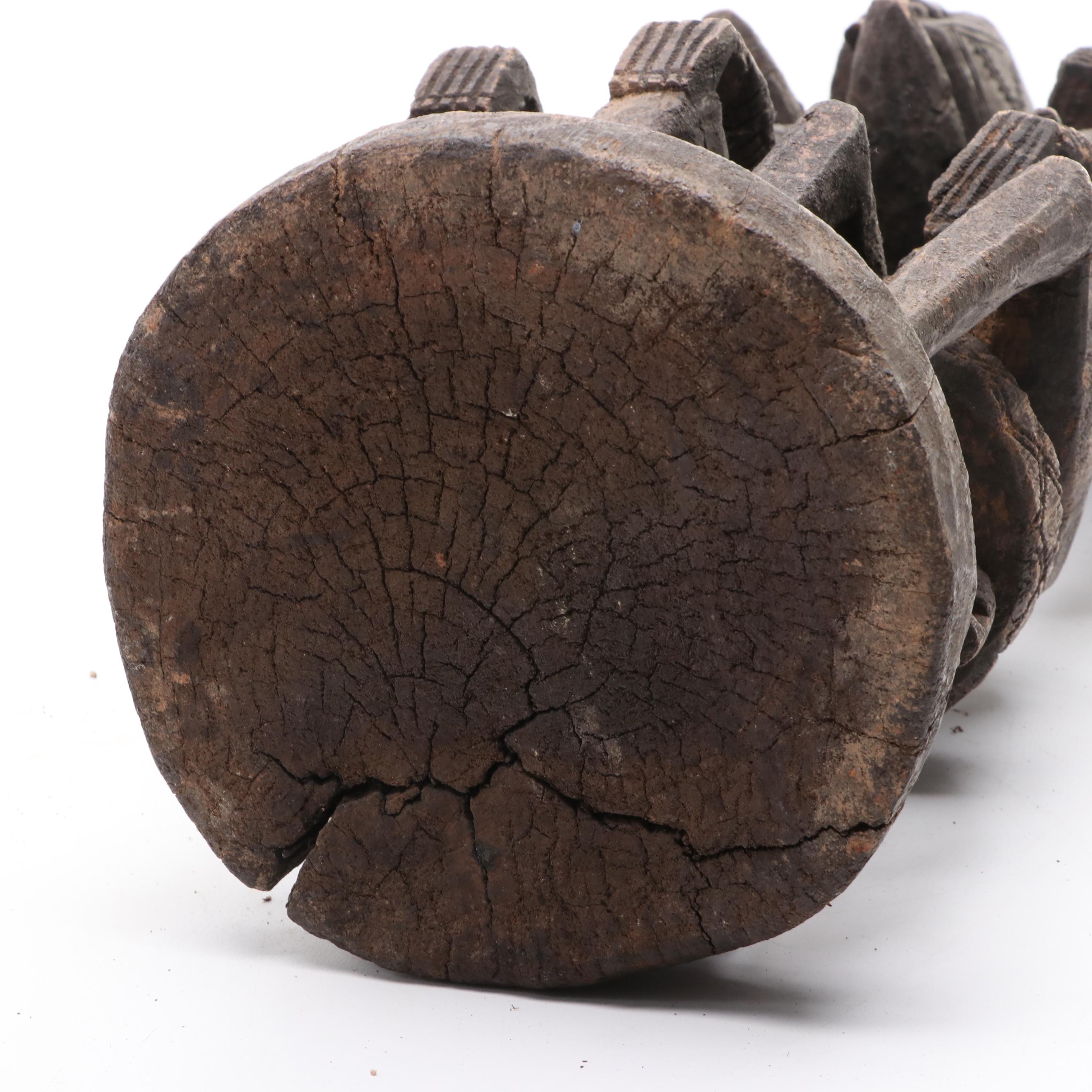 Hand-Carved Mali Dogon Seated Couple Sculpture