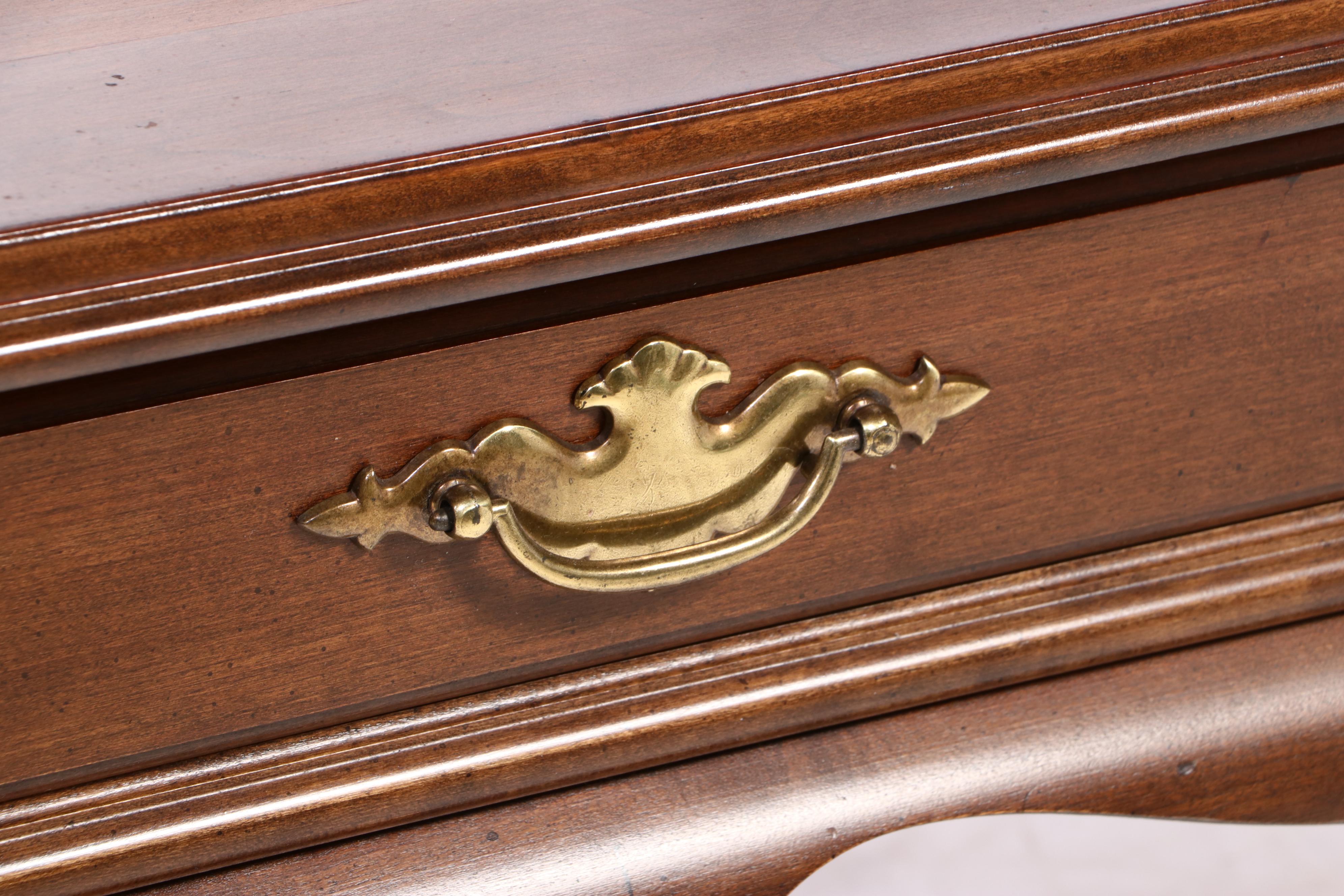 Ethan Allen Queen Anne Style Cherrywood Two-Drawer Coffee Table