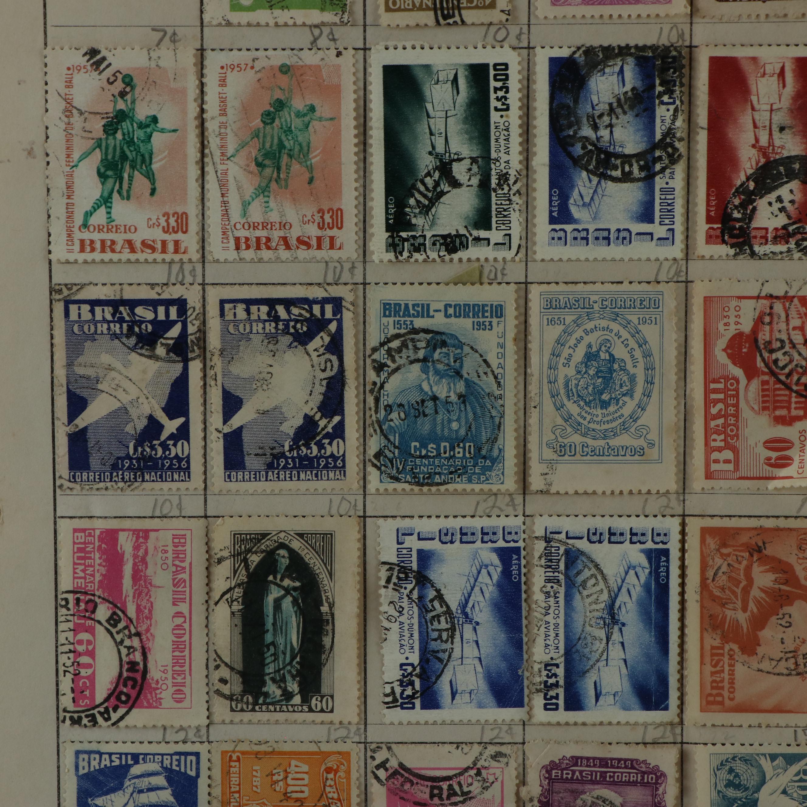 Assortment of World and U.S. Postage Stamps