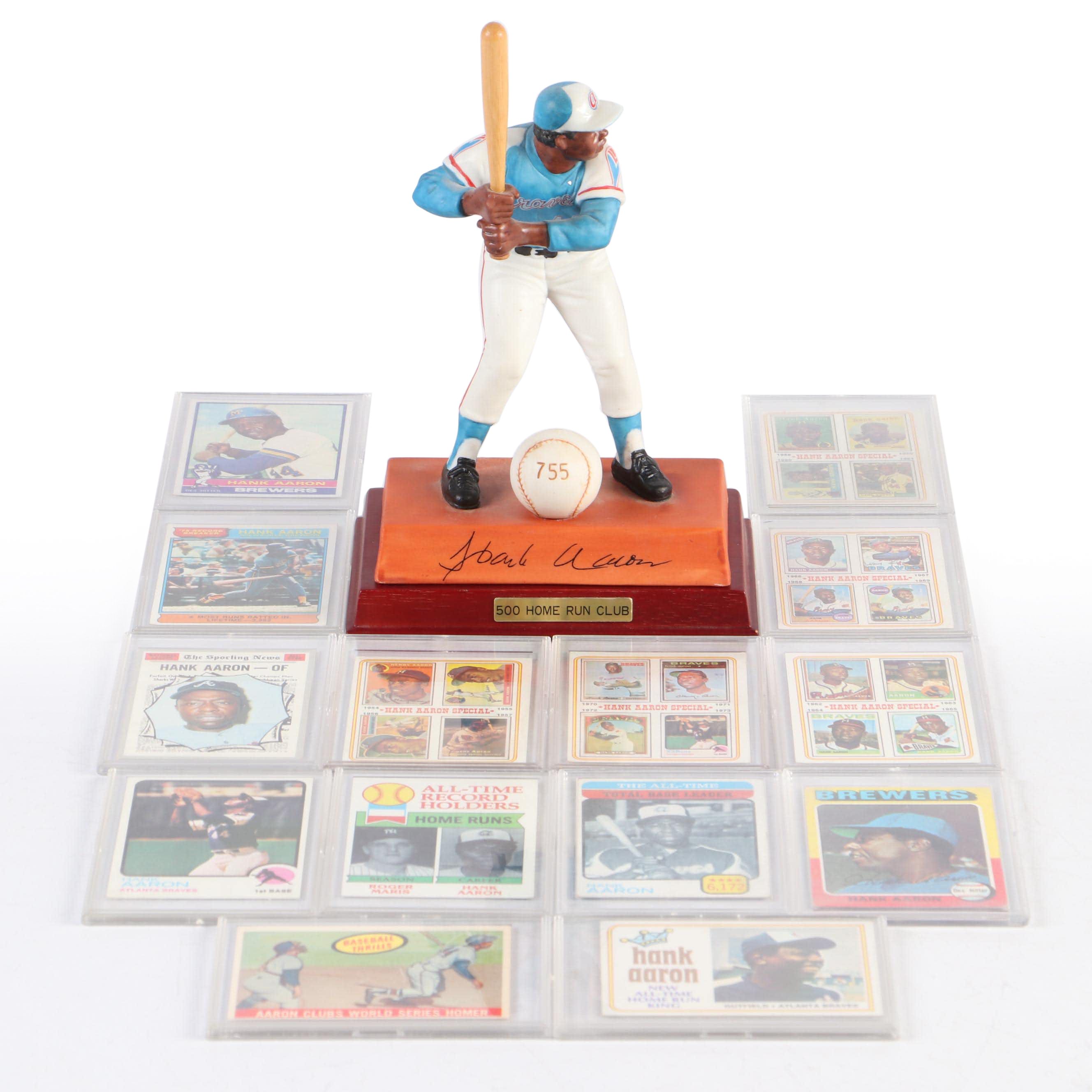 Hank Aaron "500 Home Run Club" Braves Figurine with Topps Baseball Cards