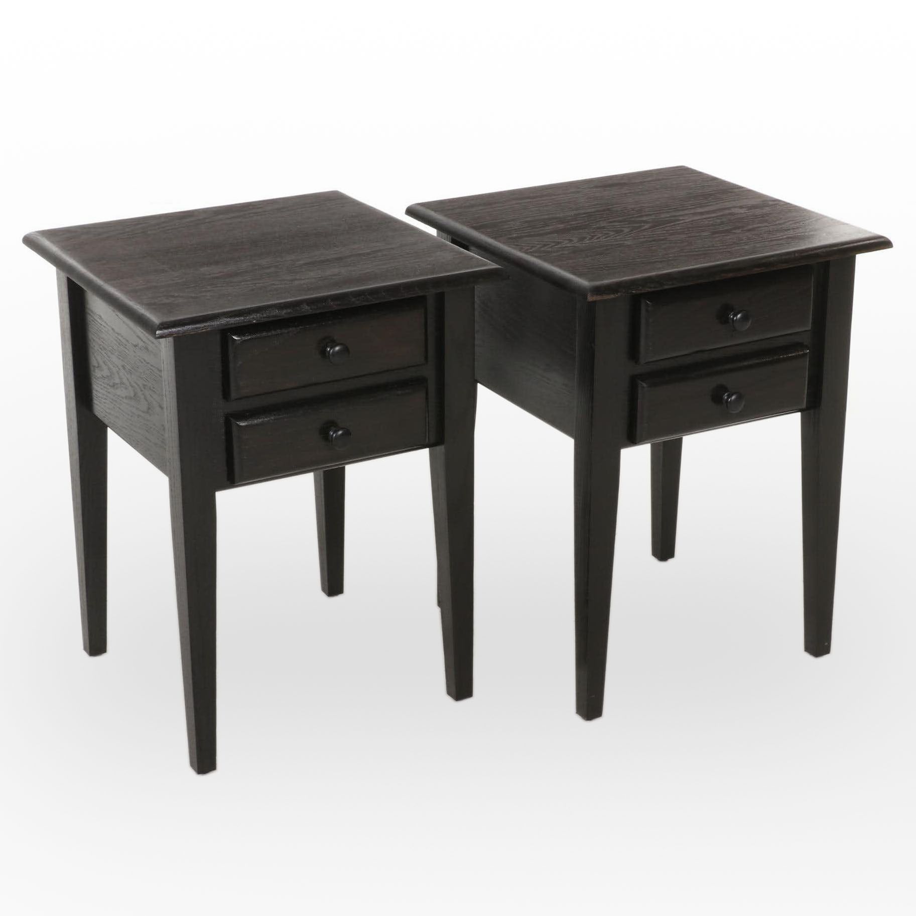 Pair of Painted Oak Two Drawer Side Tables